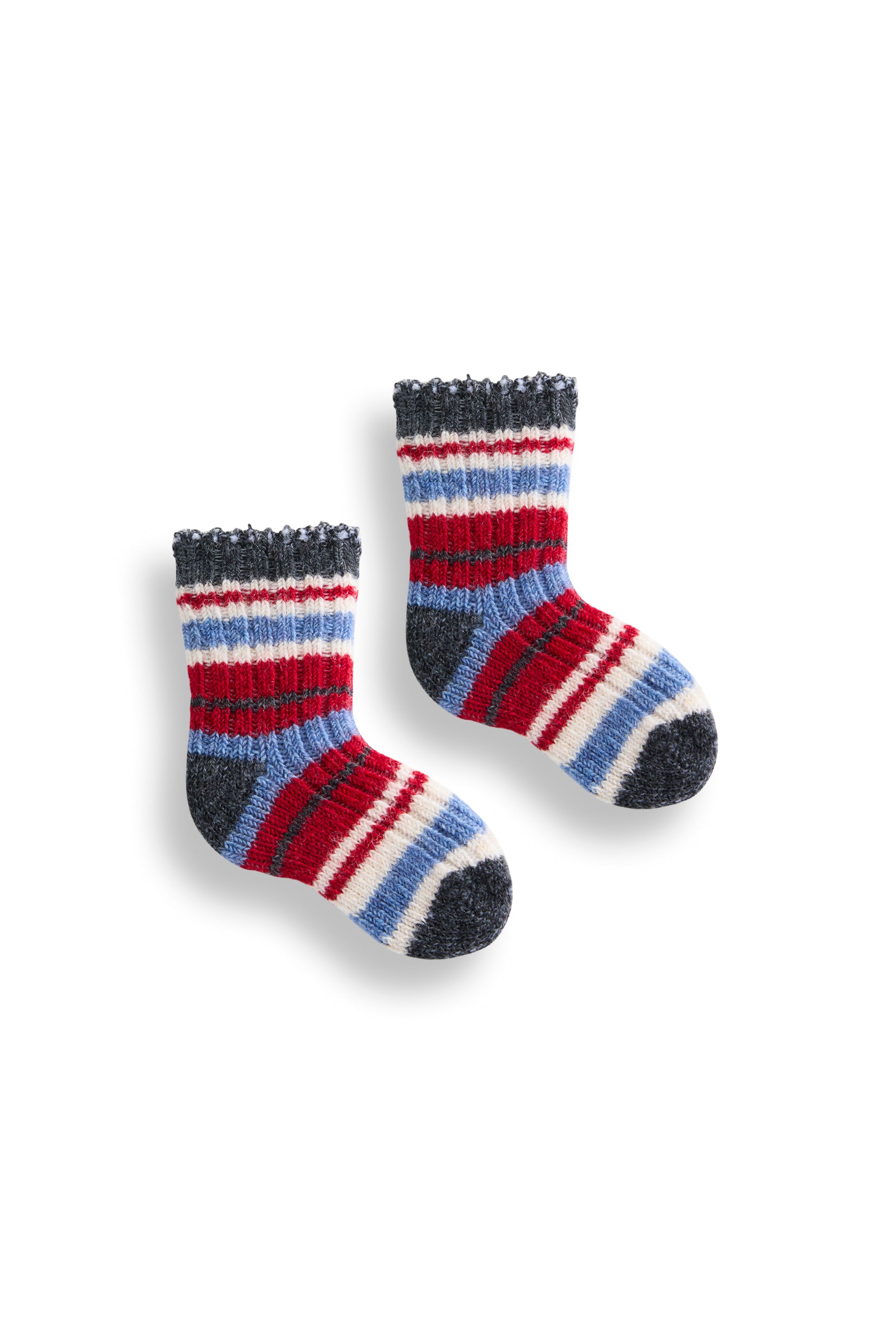 lisa b. wool cashmere baby socks | multi stripe in charcoal