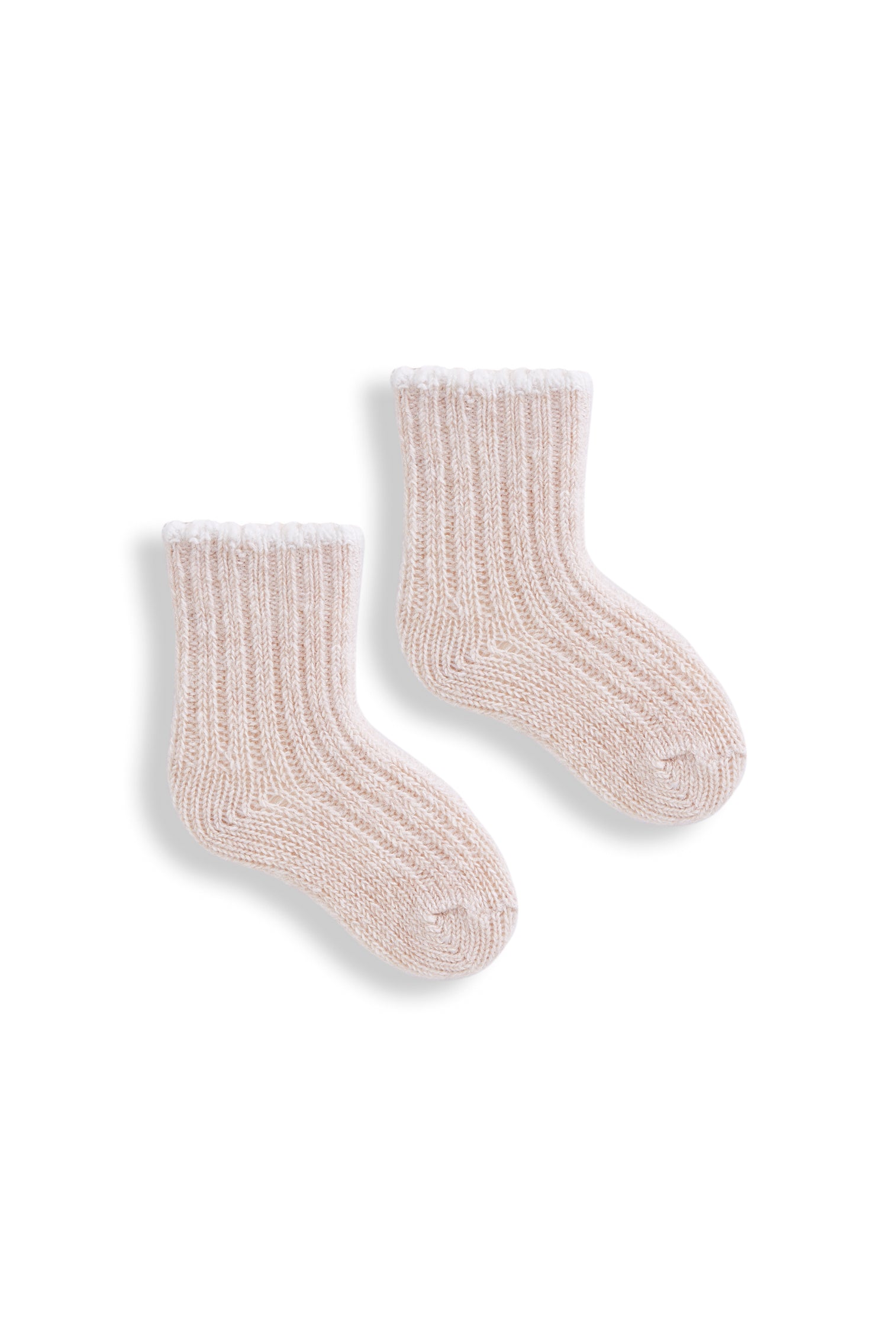 lisa b. wool cashmere baby socks | tipped rib in créme