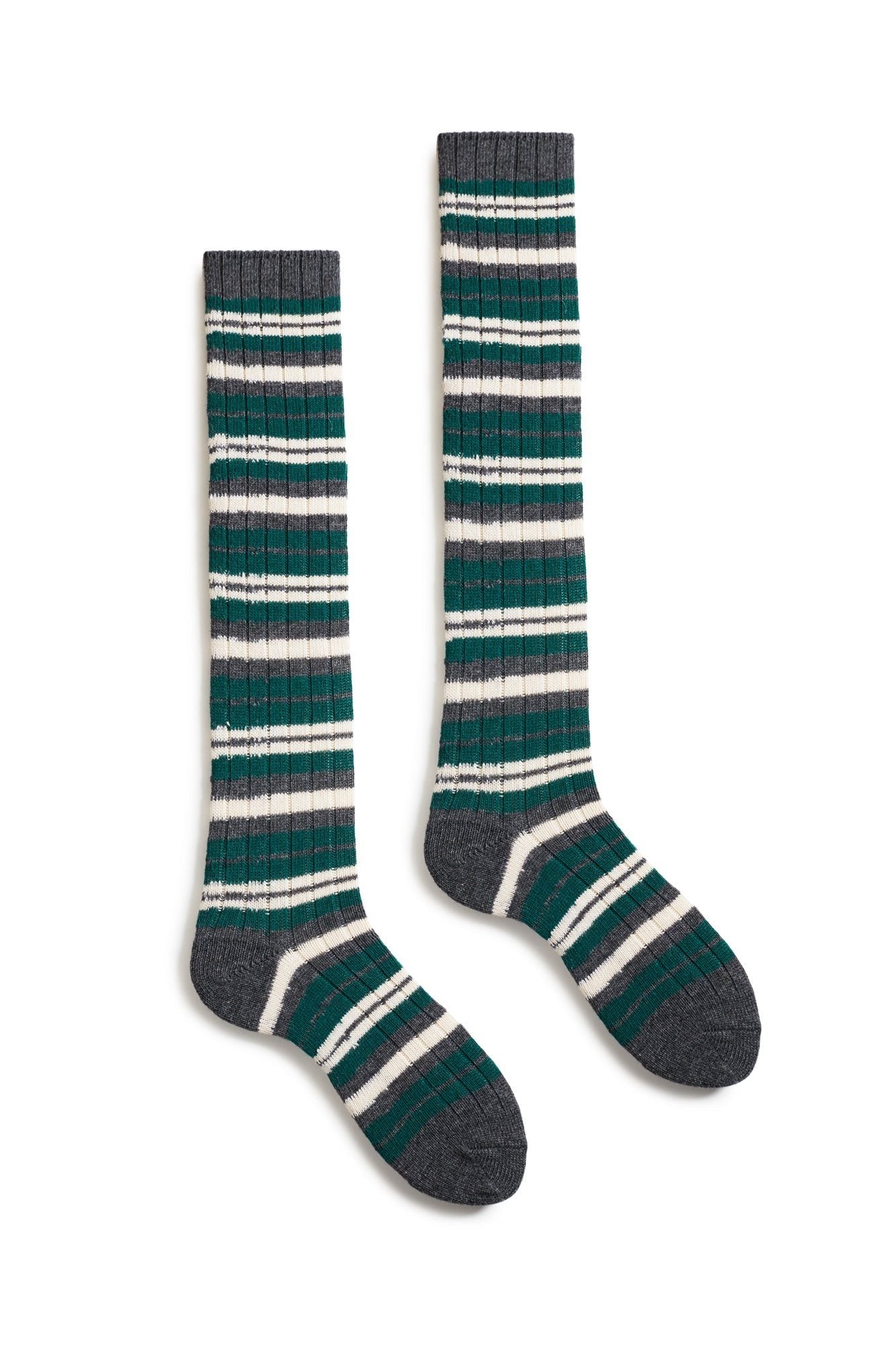 women's striped rib wool cashmere knee high socks