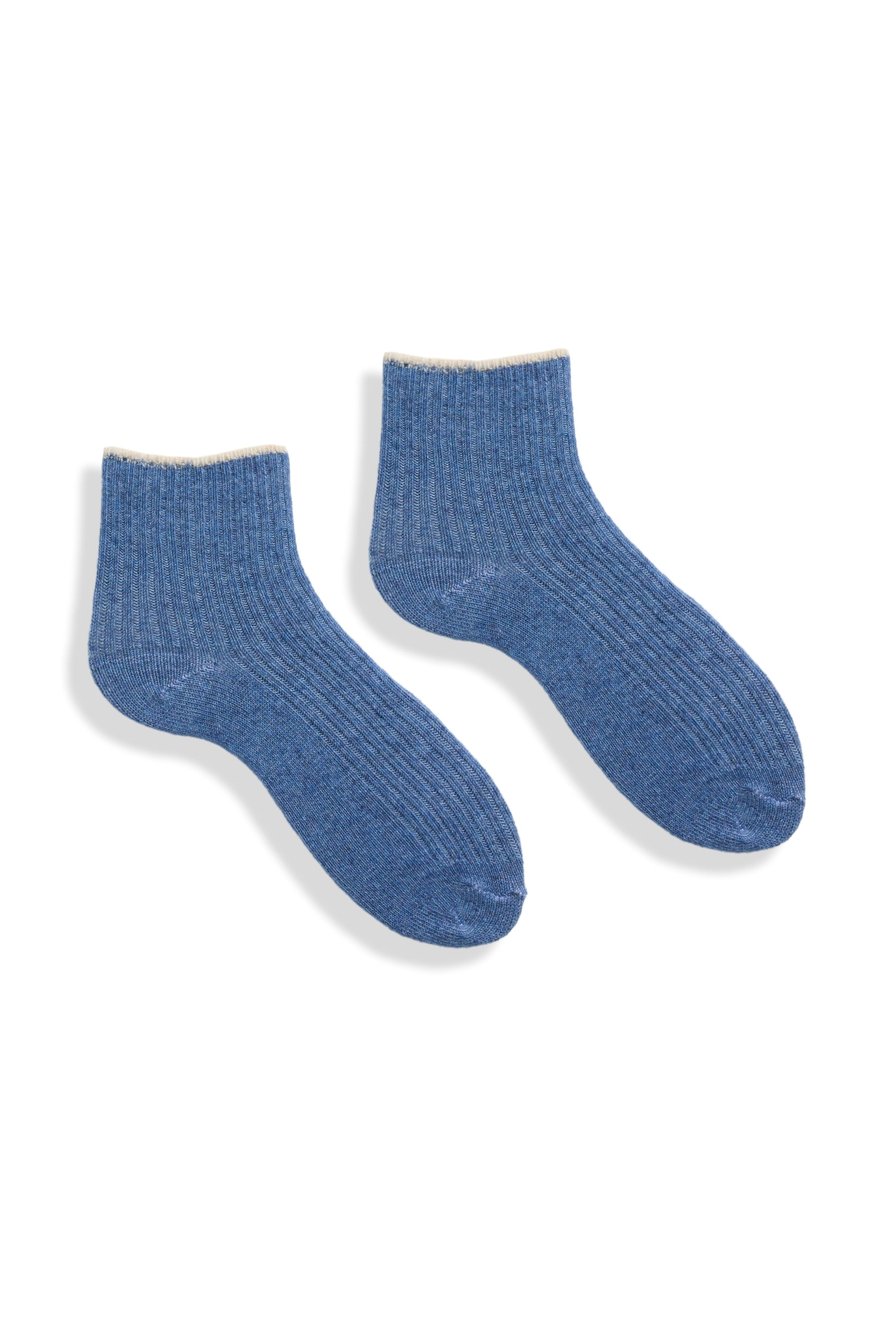 lisa b. wool cashmere women socks | tipped rib shortie in chambray