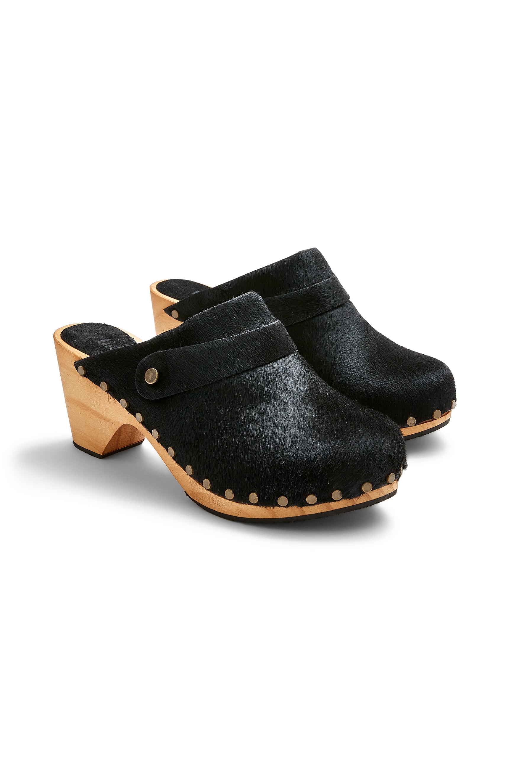 high heel classic clogs in black cow hair - ships end of April Clogs lisa b. black cow hair 36 (US 5.5-6)
