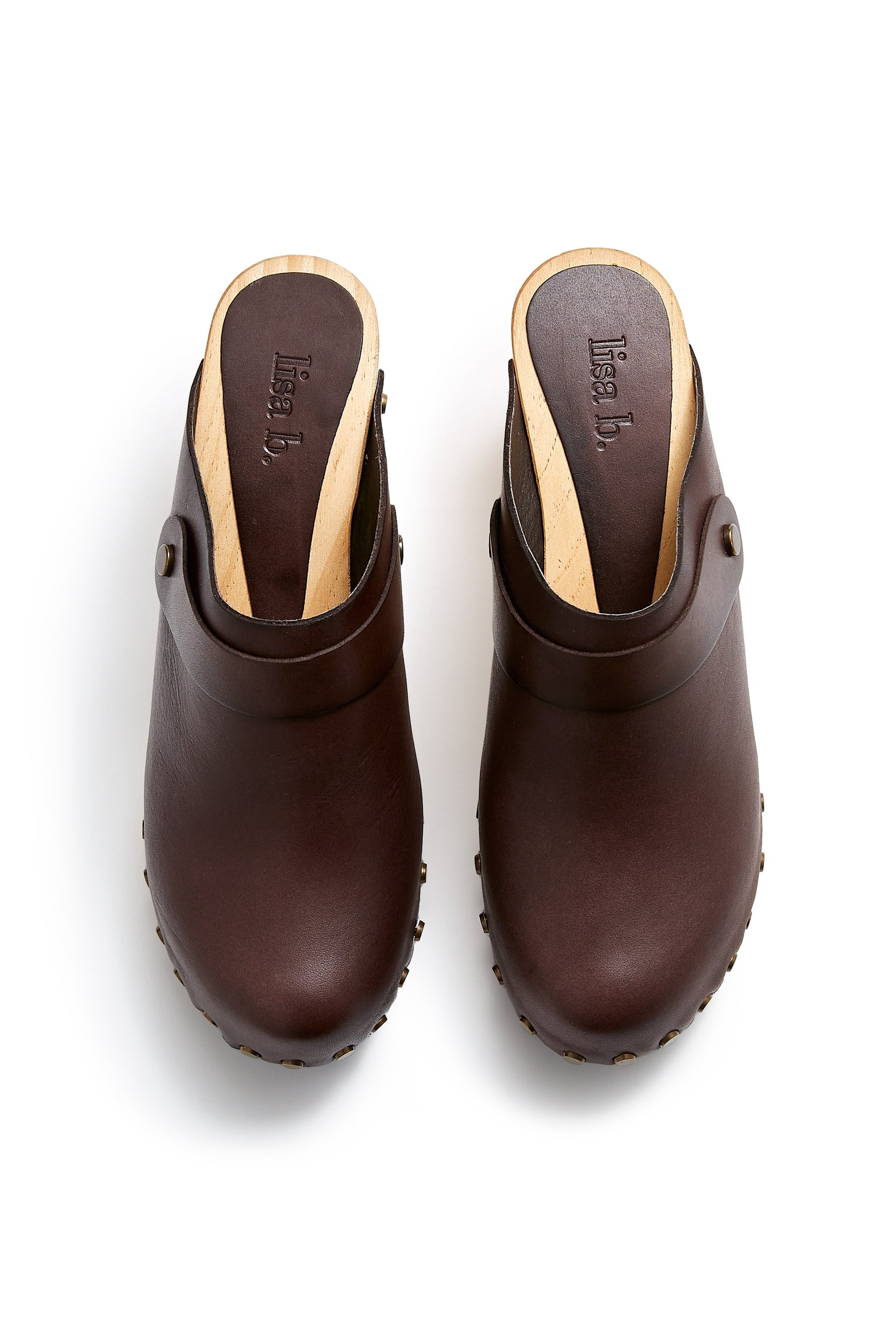 high heel classic clogs in dark brown - ships end of April Clogs lisa b. 