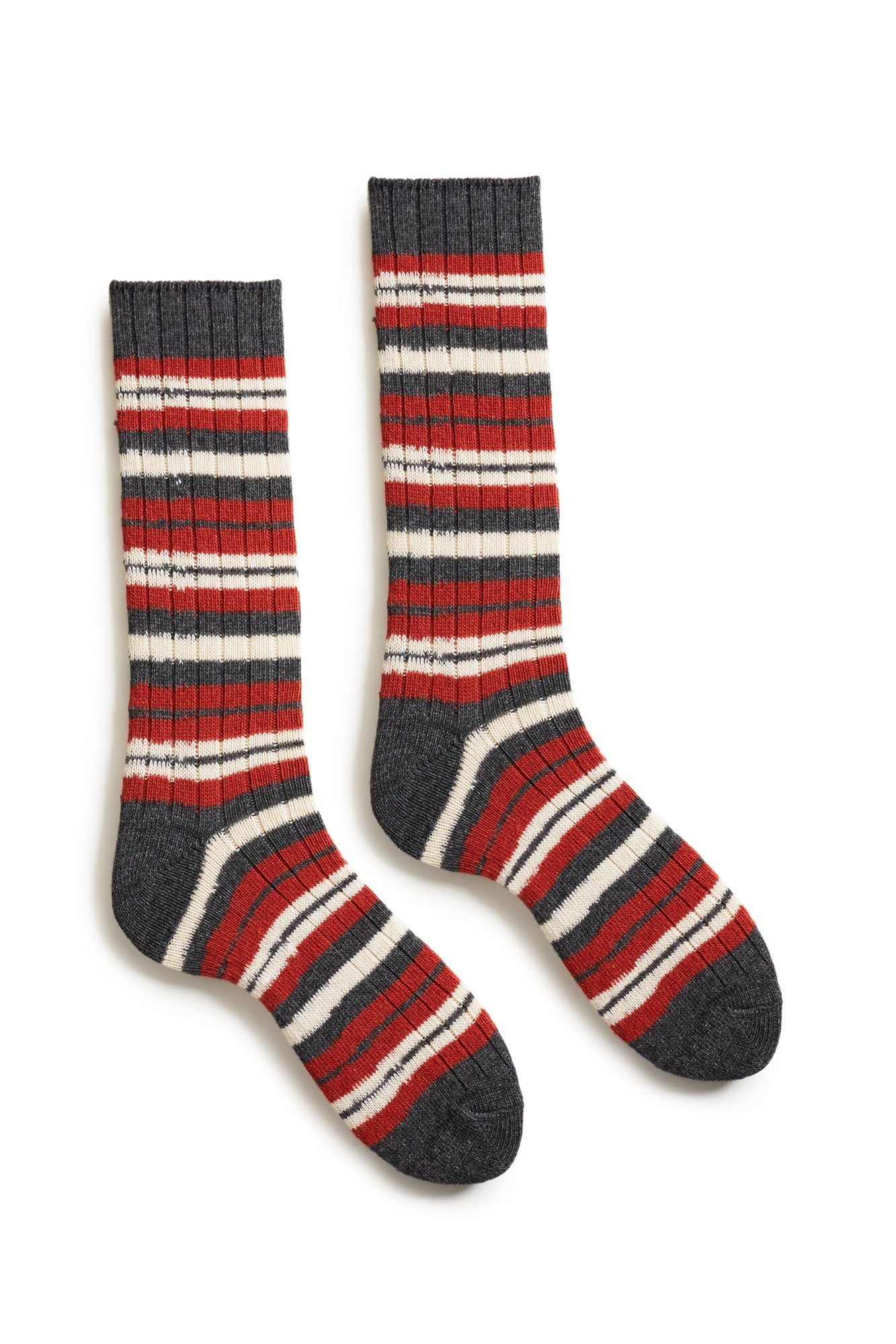 men's striped rib wool cashmere crew socks Men WC Socks lisa b. spice 