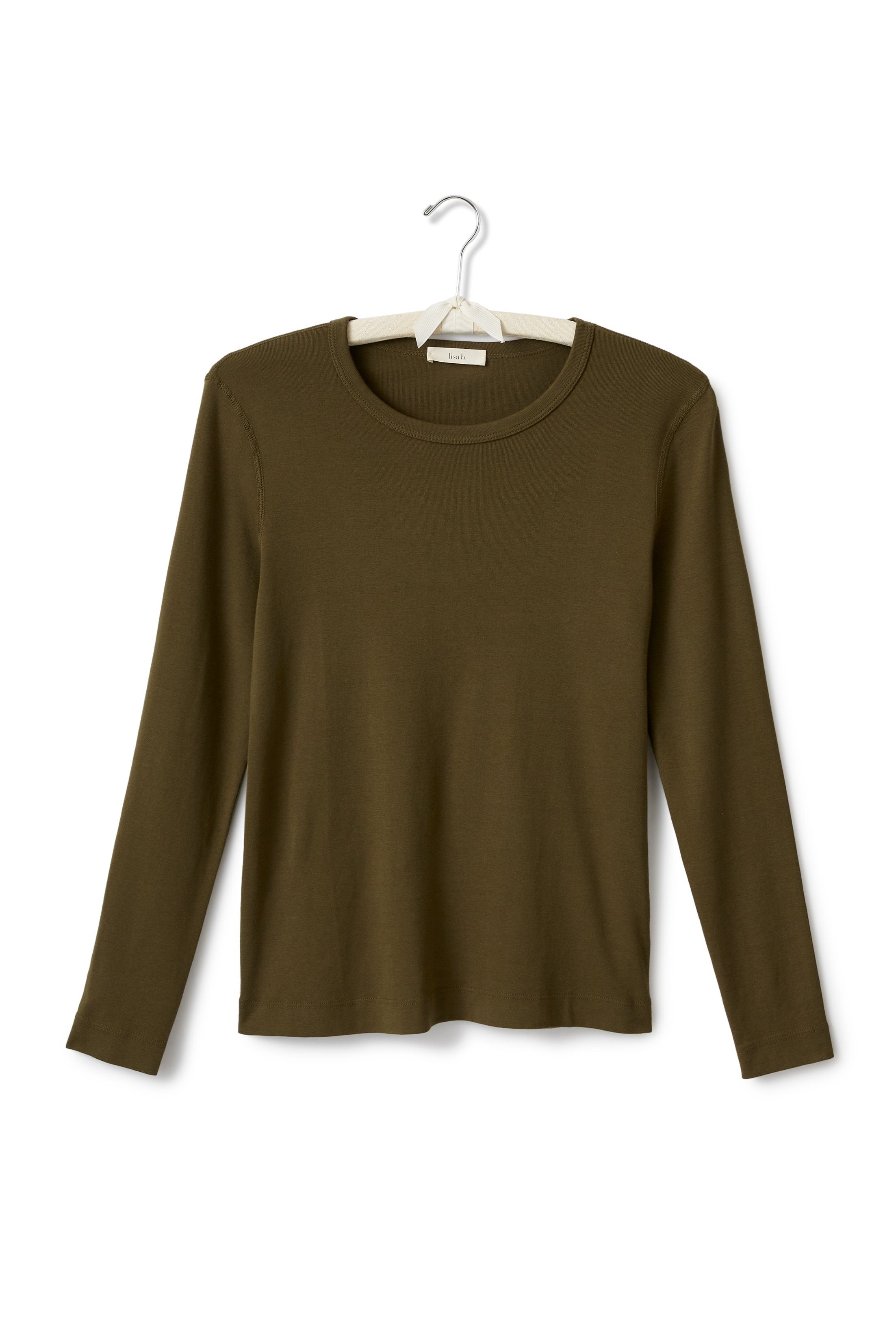 long sleeve scoop neck t-shirt T-Shirts lisa b. olive x-small (0-2) 