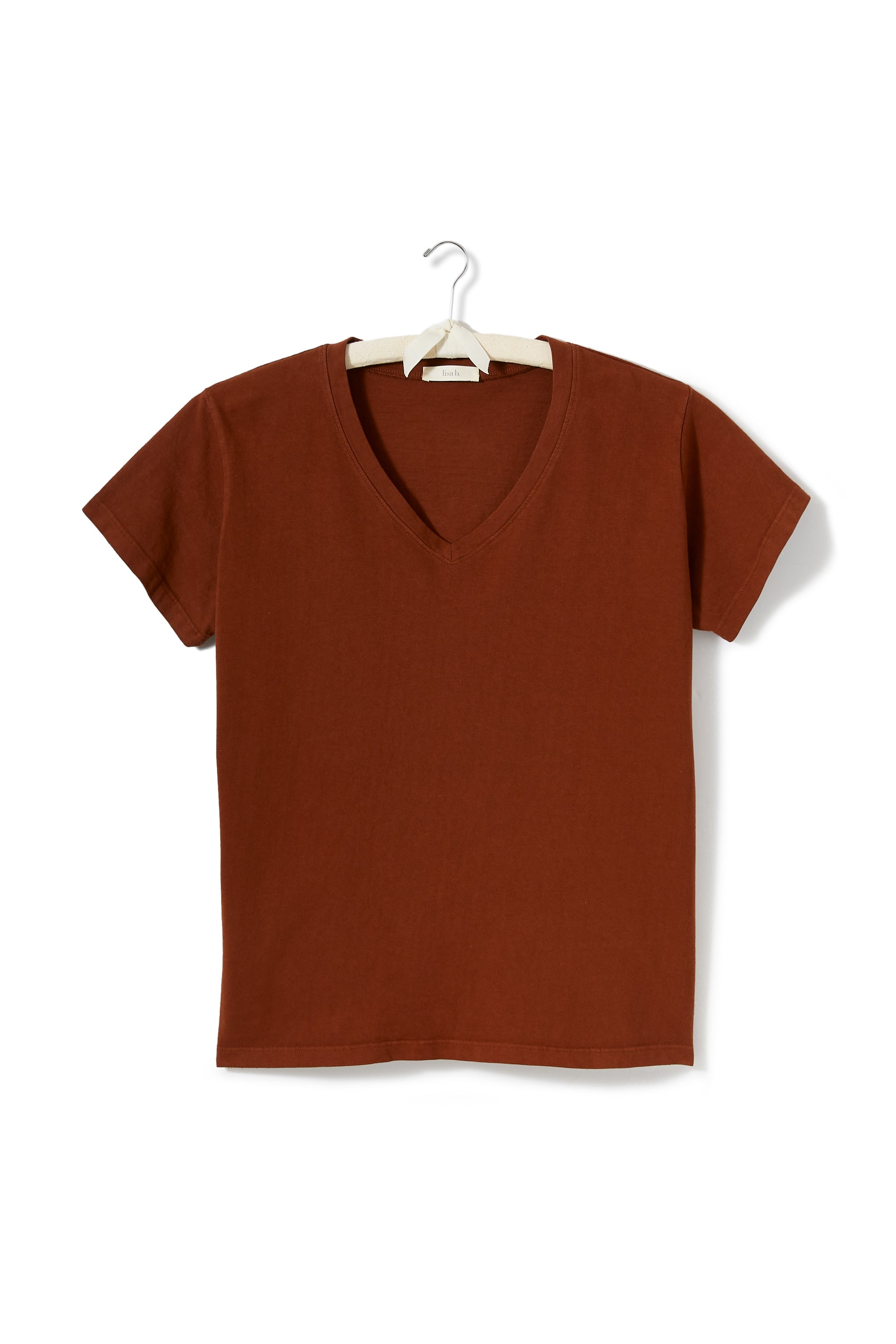 short sleeve relaxed v-neck tee shirt Cotton Knits lisa b. acorn x-small (0-2) 