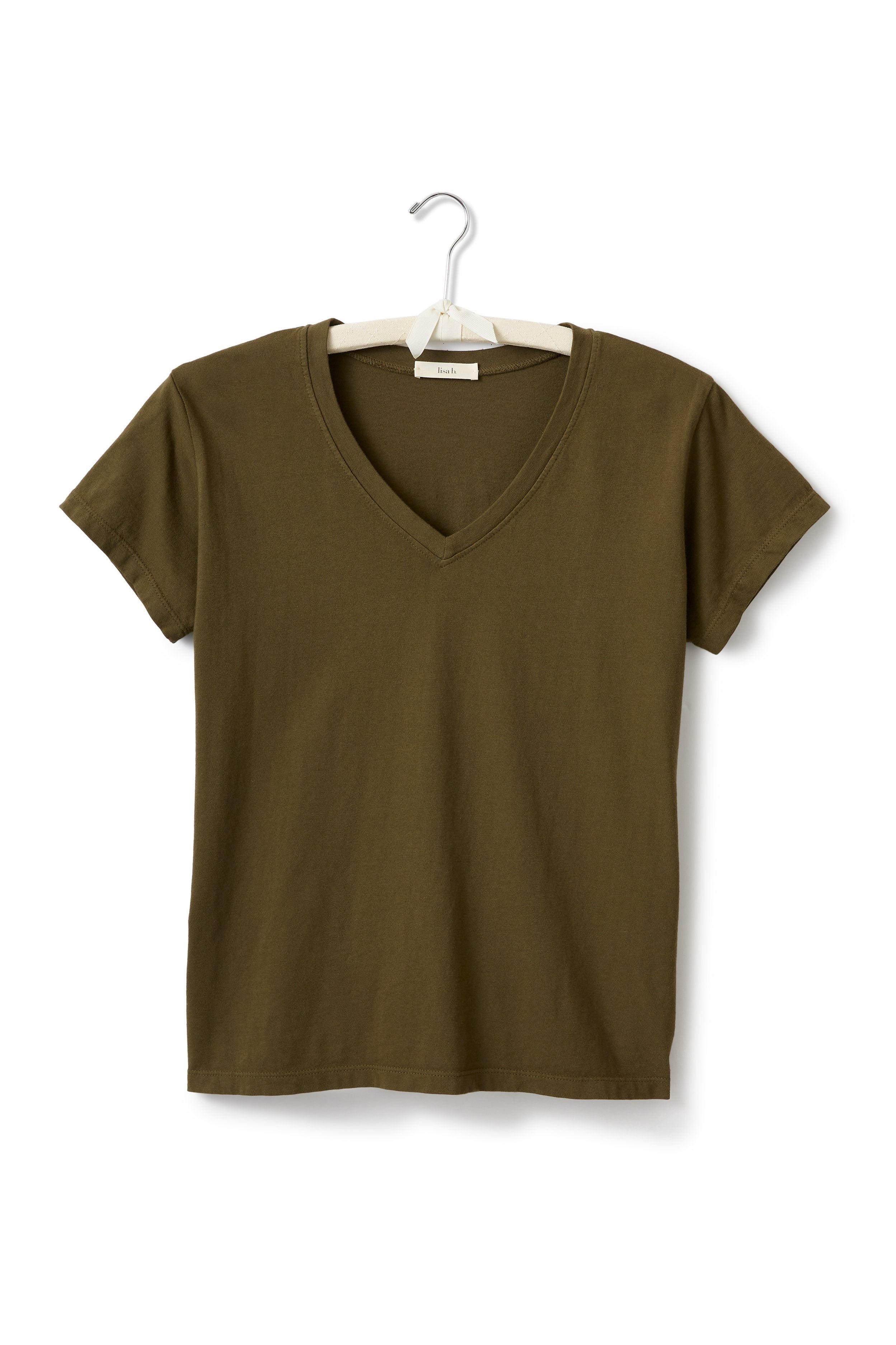 short sleeve relaxed v-neck t-shirt T-Shirts lisa b. olive