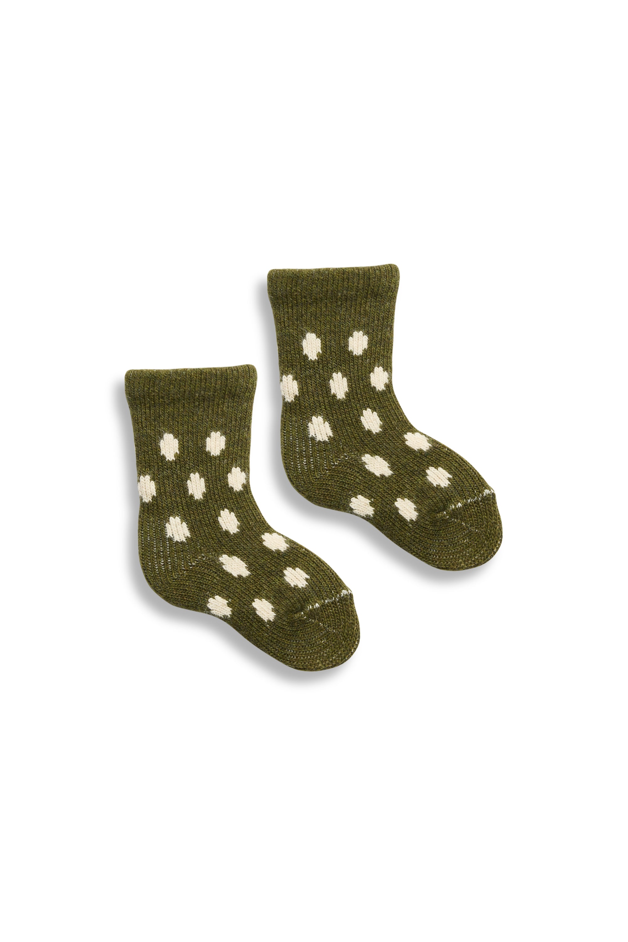 lisa b. wool cashmere baby socks | dot in olive