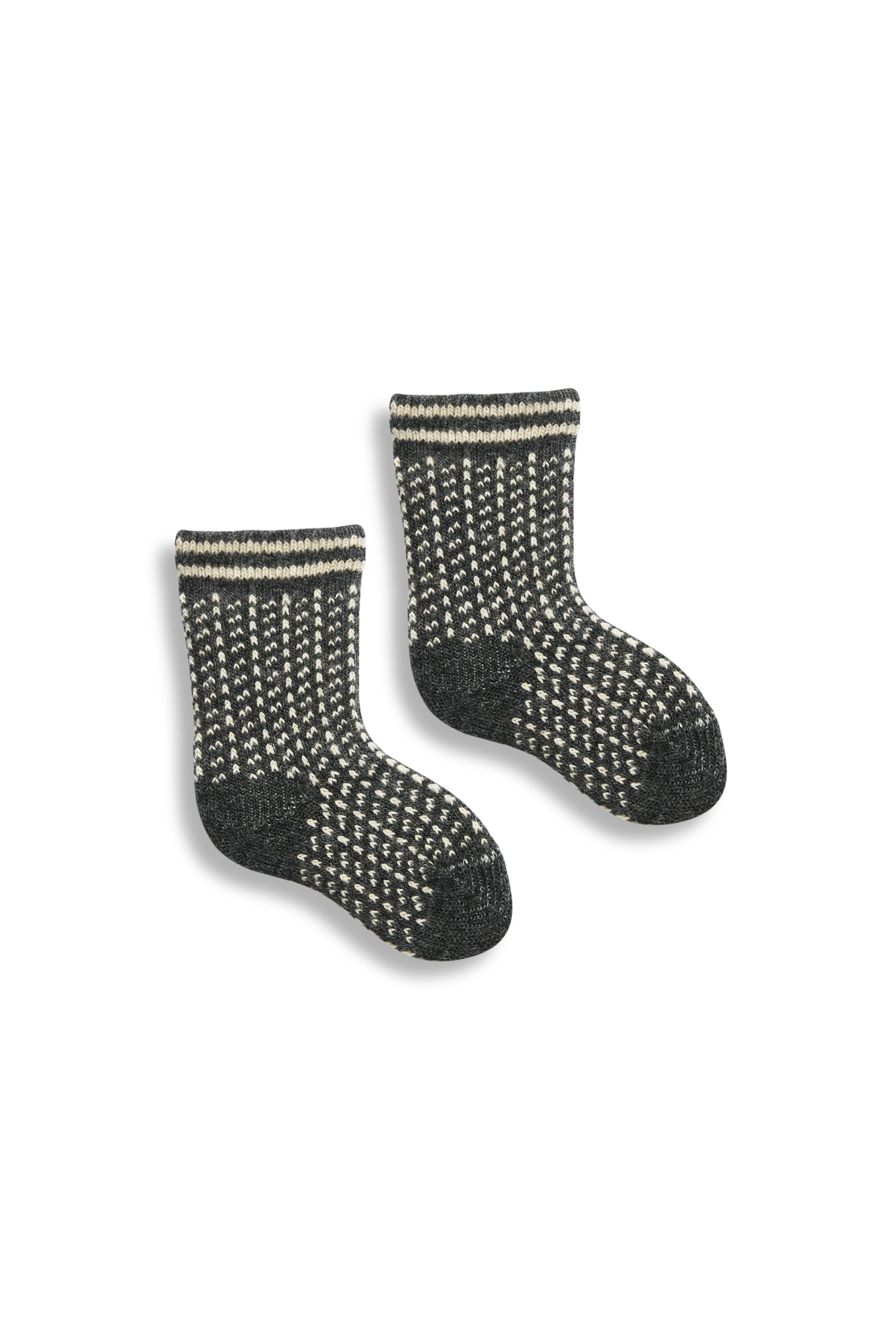 lisa b. wool cashmere baby socks | nordic birdseye in charcoal