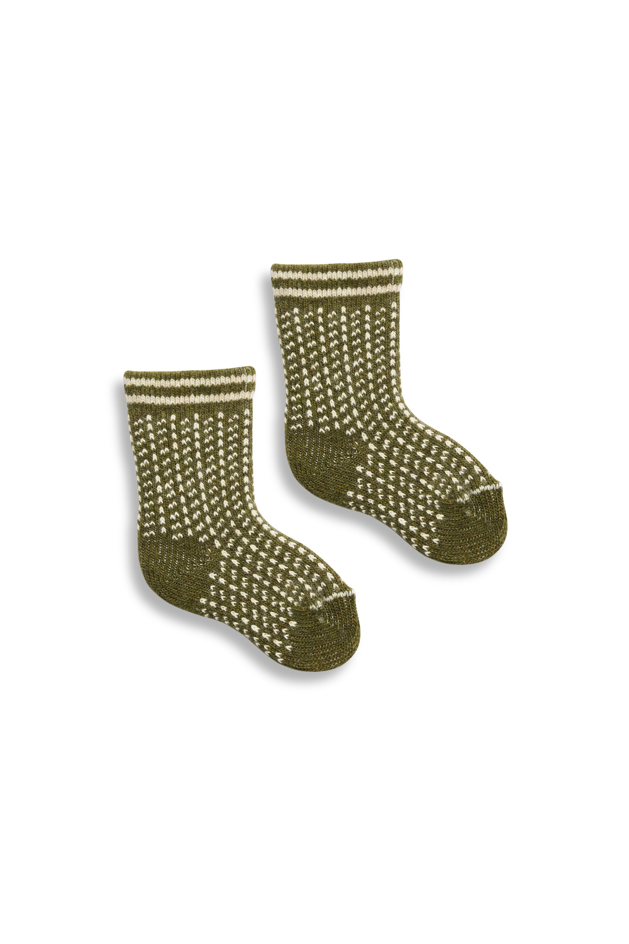 lisa b. wool cashmere baby socks | nordic birdseye in olive