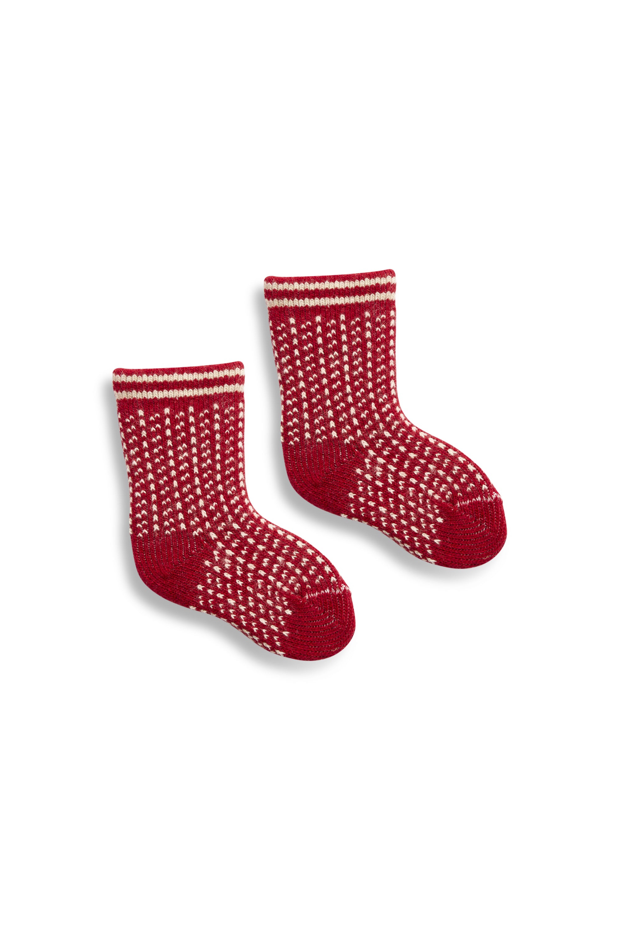lisa b. wool cashmere baby socks | nordic birdseye in red