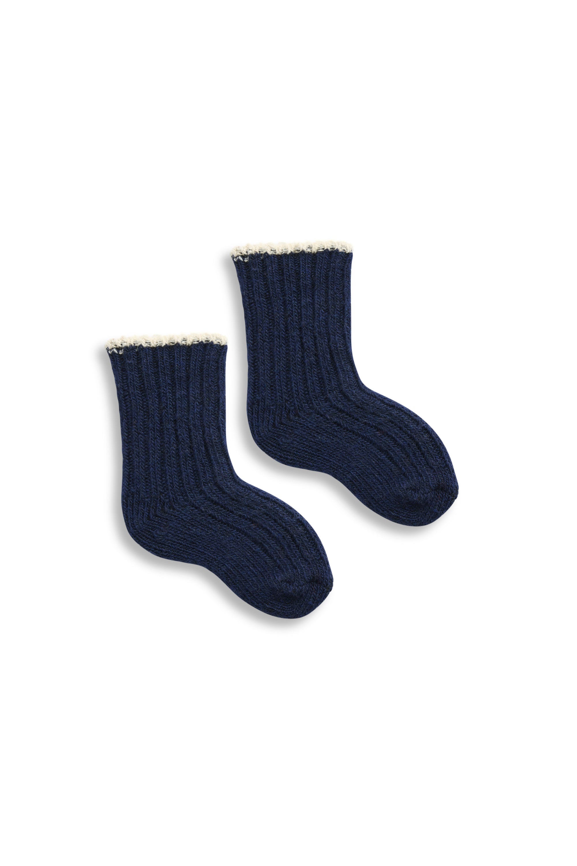 lisa b. wool cashmere baby socks | tipped rib in navy