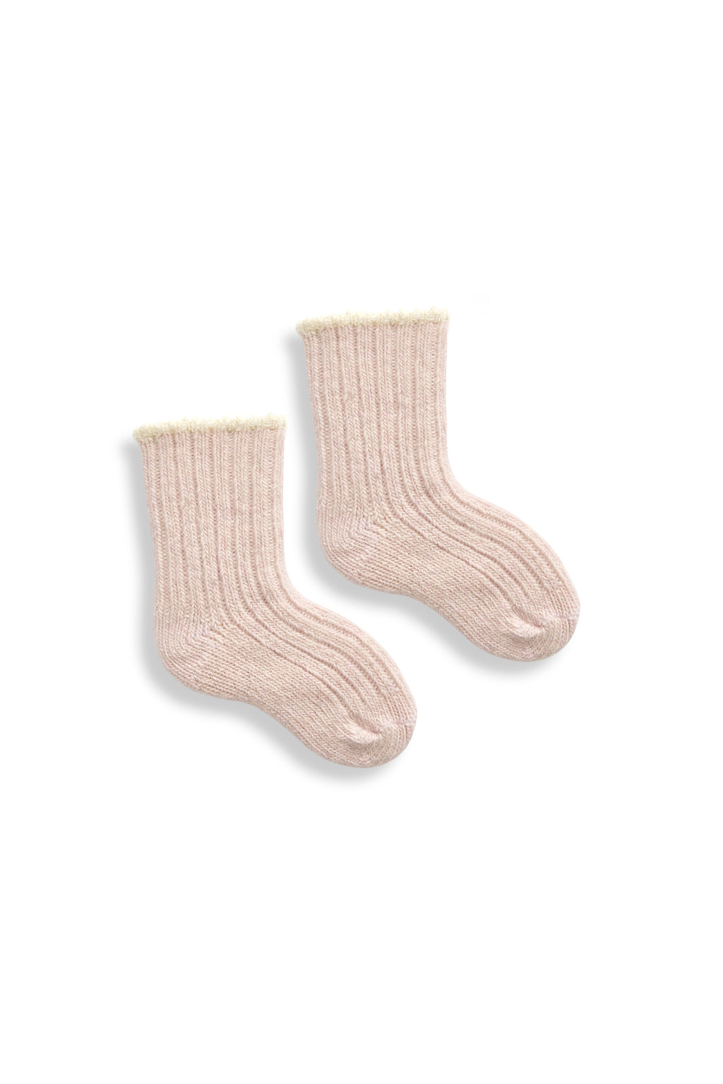 lisa b. wool cashmere baby socks | tipped rib in pale pink