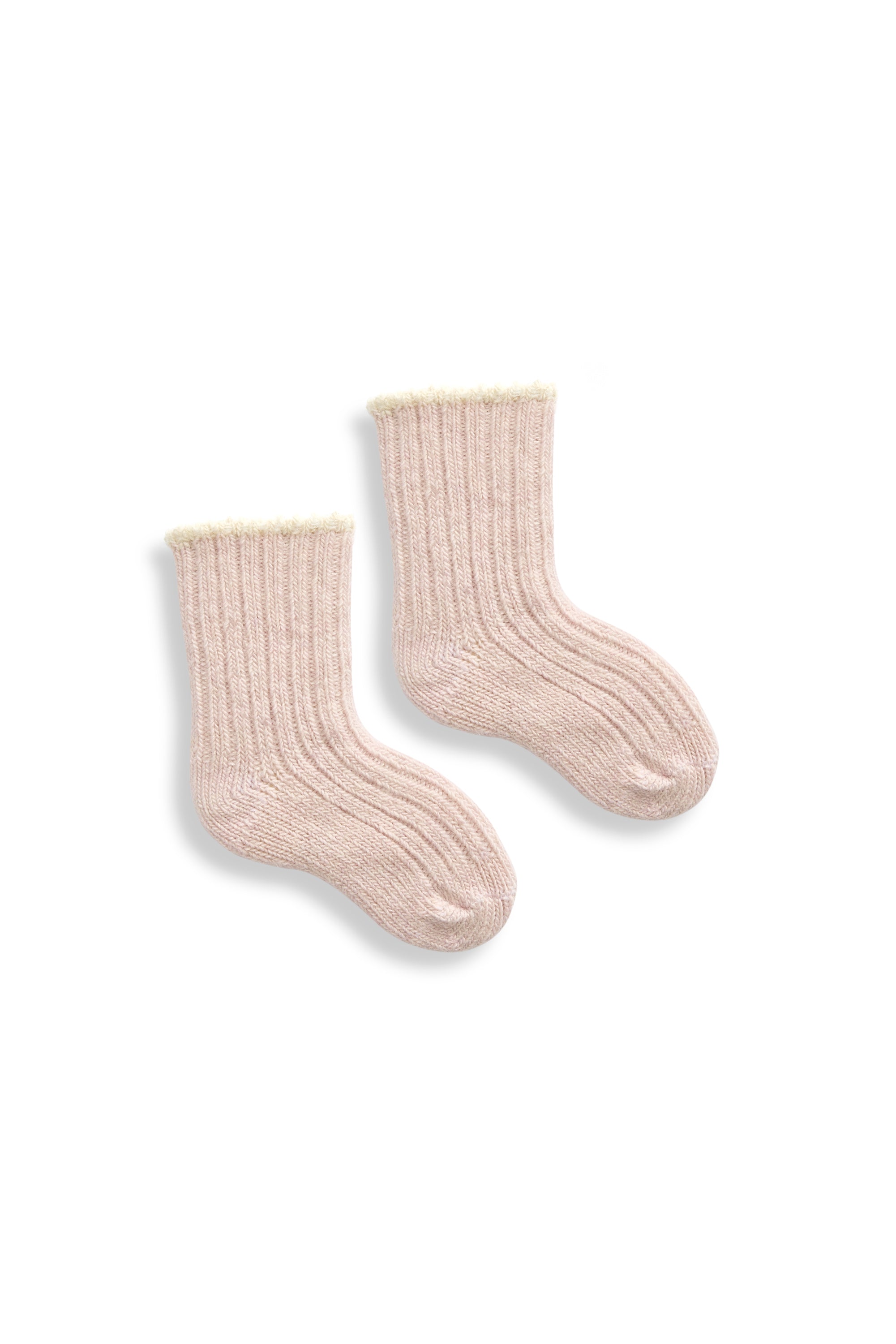 lisa b. wool cashmere baby socks | tipped rib in pale pink