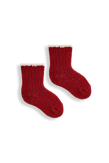 lisa b. wool cashmere baby socks | tipped rib in red