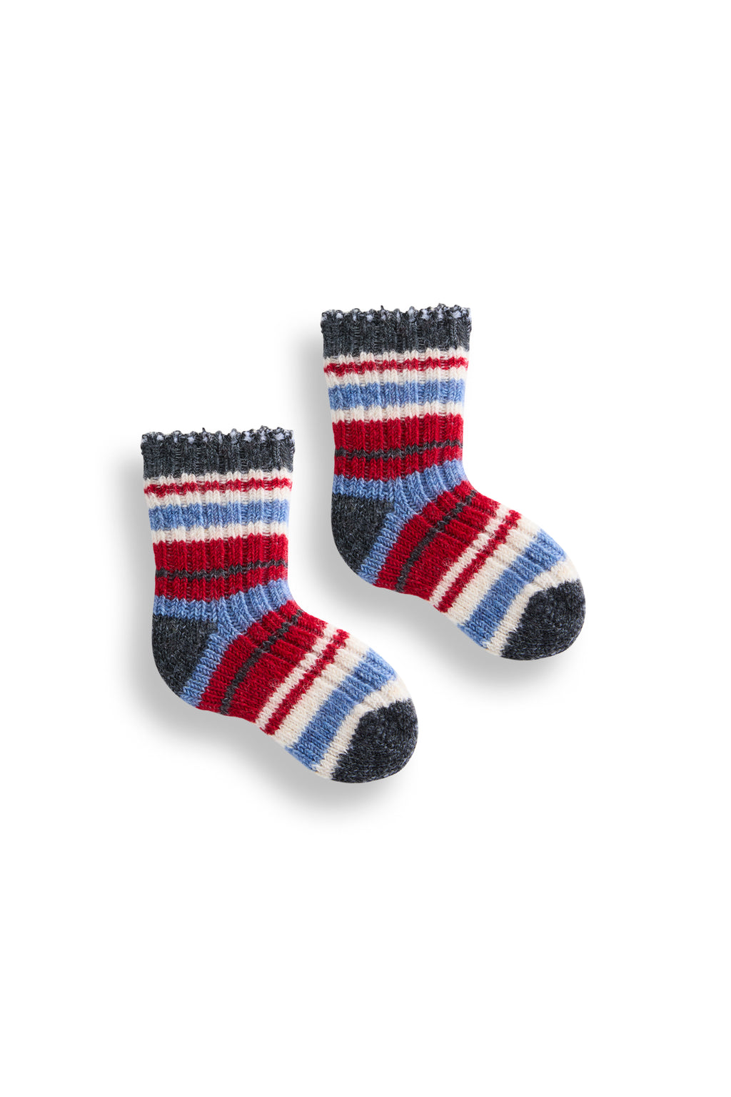 lisa b. wool cashmere baby socks | multi stripe in charcoal