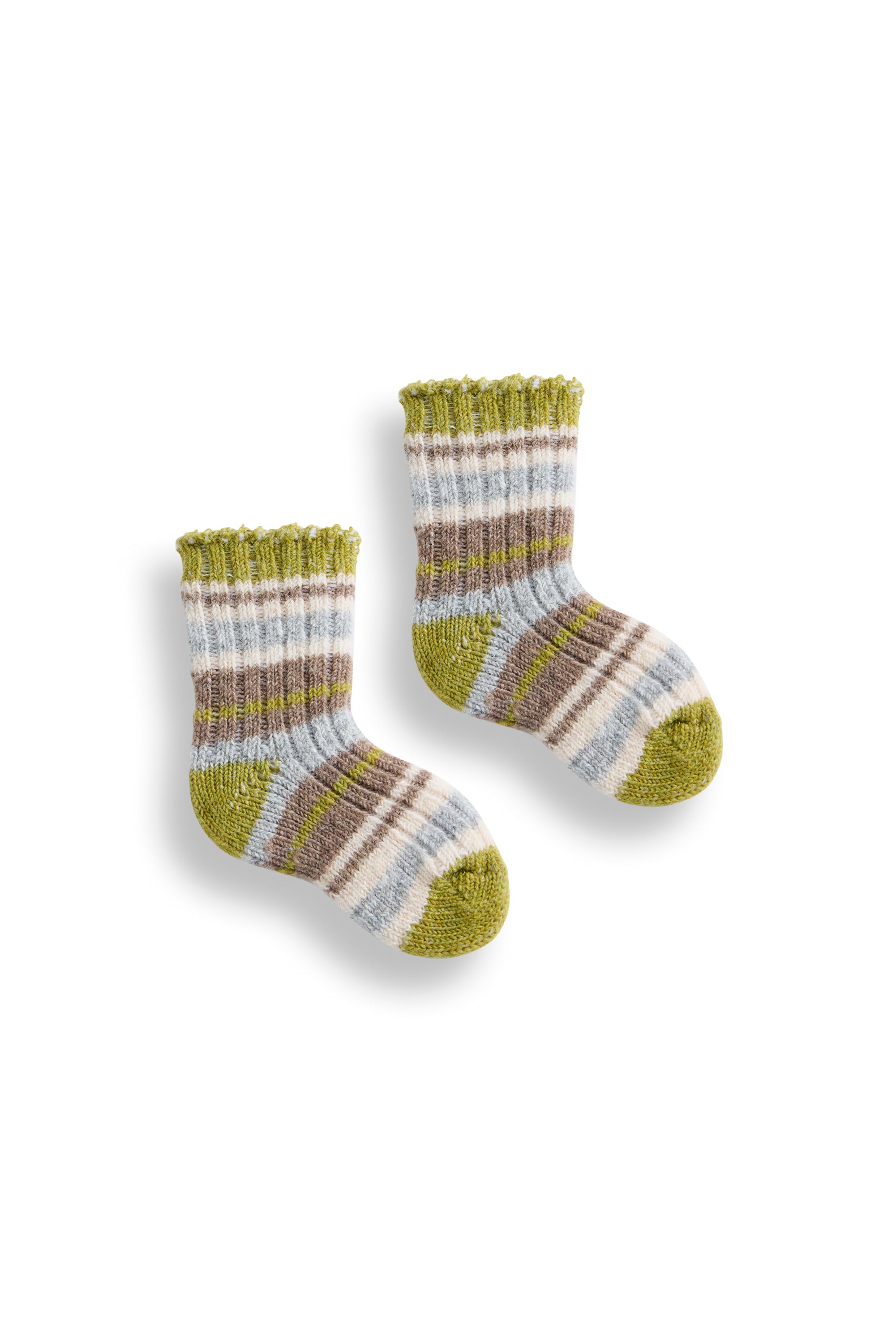 lisa b. wool cashmere baby socks | multi stripe in green apple