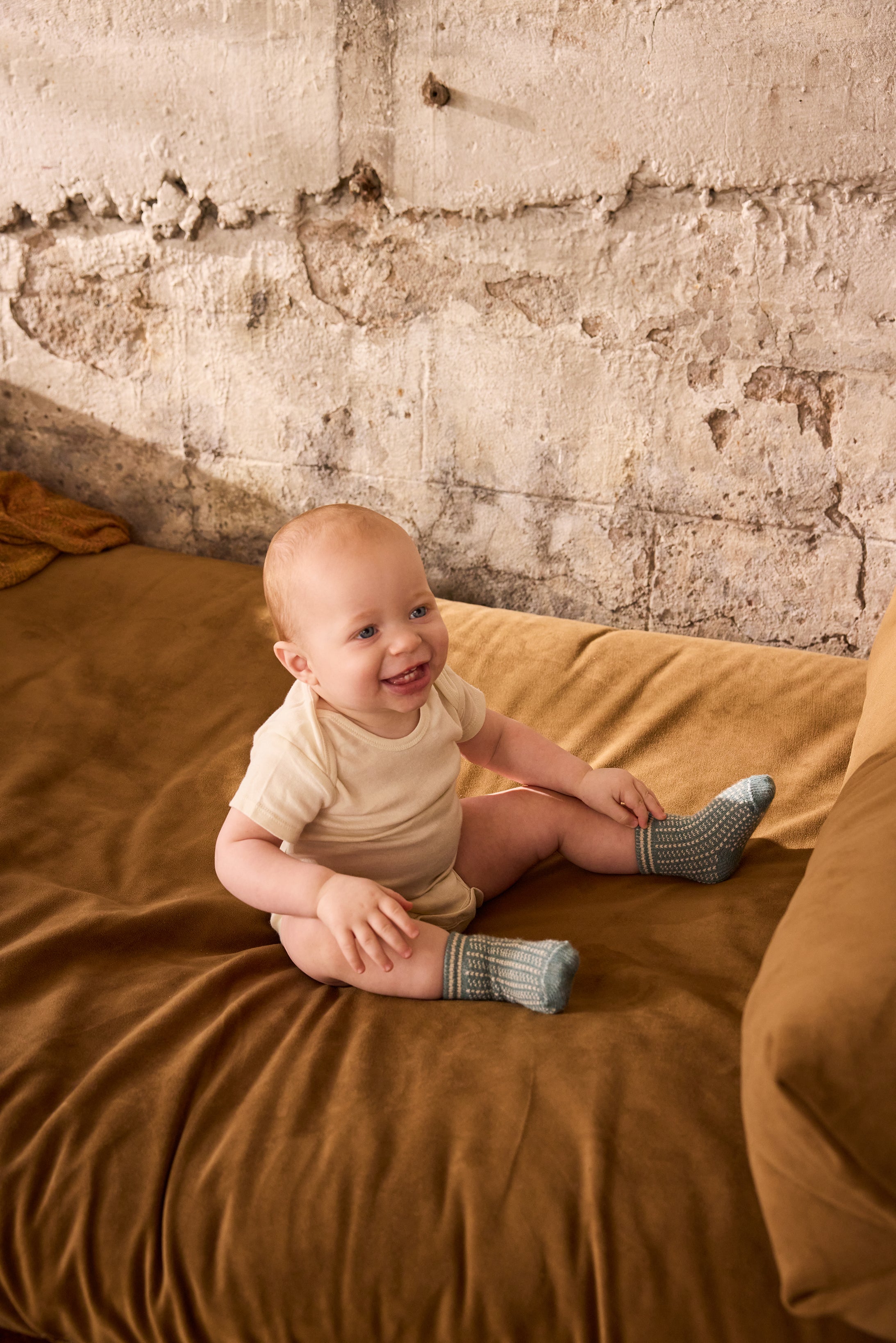 lisa b. wool cashmere baby socks | nordic birdseye in mineral