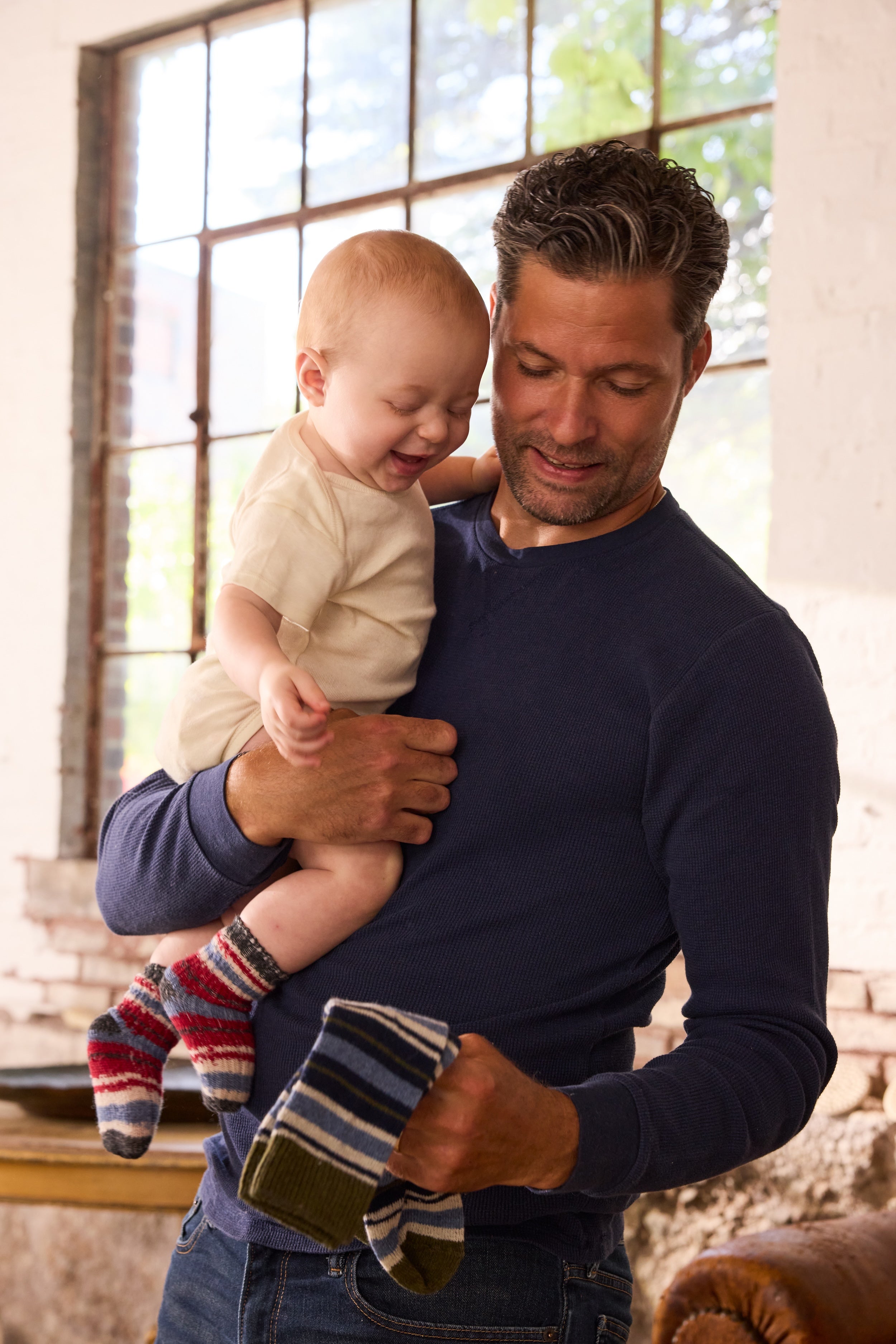 lisa b. wool cashmere baby socks | multi stripe in charcoal