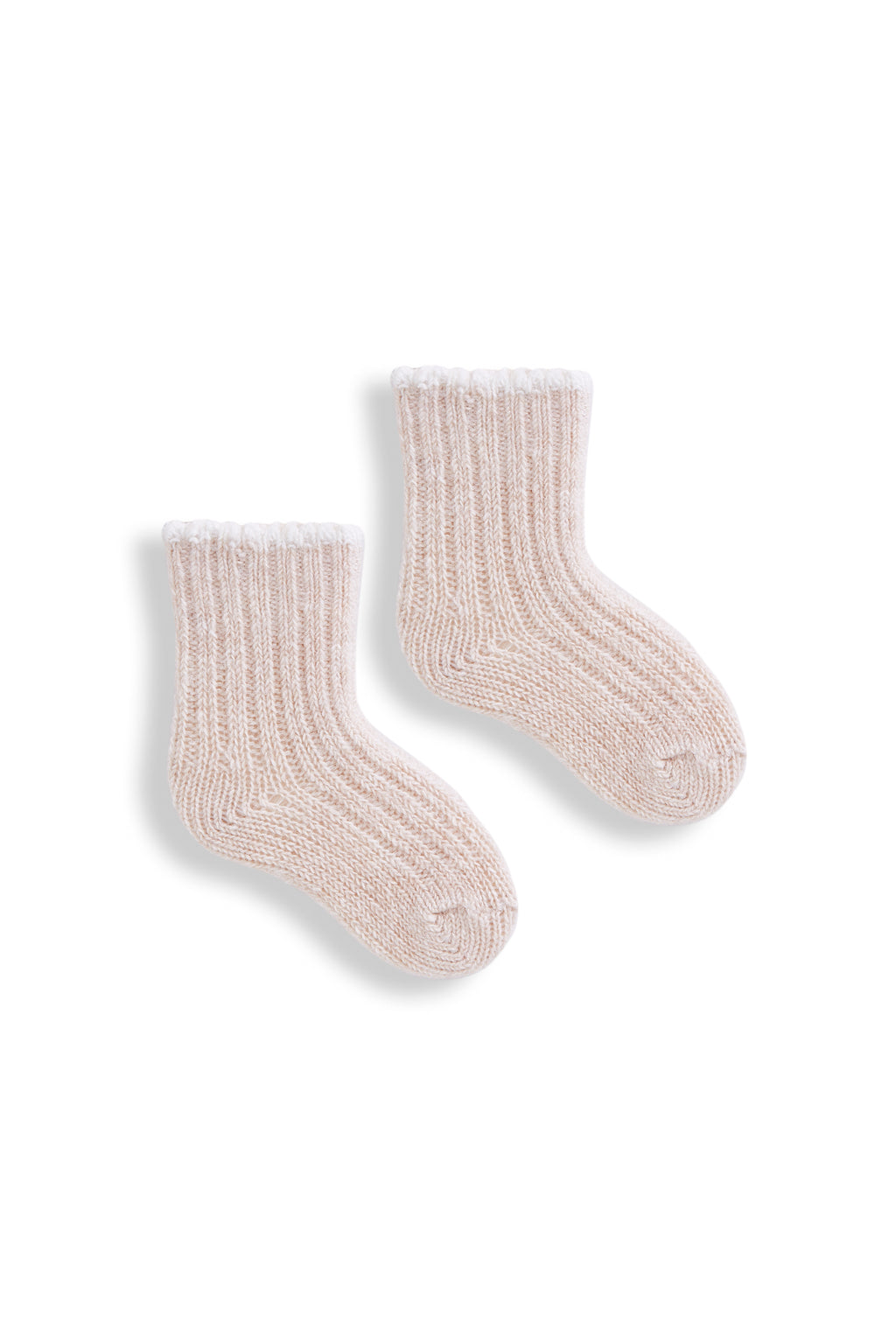 lisa b. wool cashmere baby socks | tipped rib in créme
