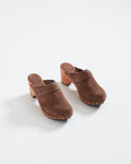 High Classic Suede Clogs in Mushroom