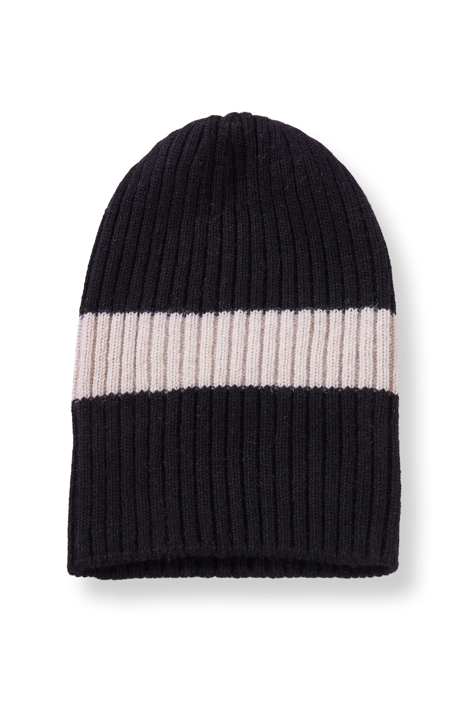 wool cashmere knit hat | wide stripe