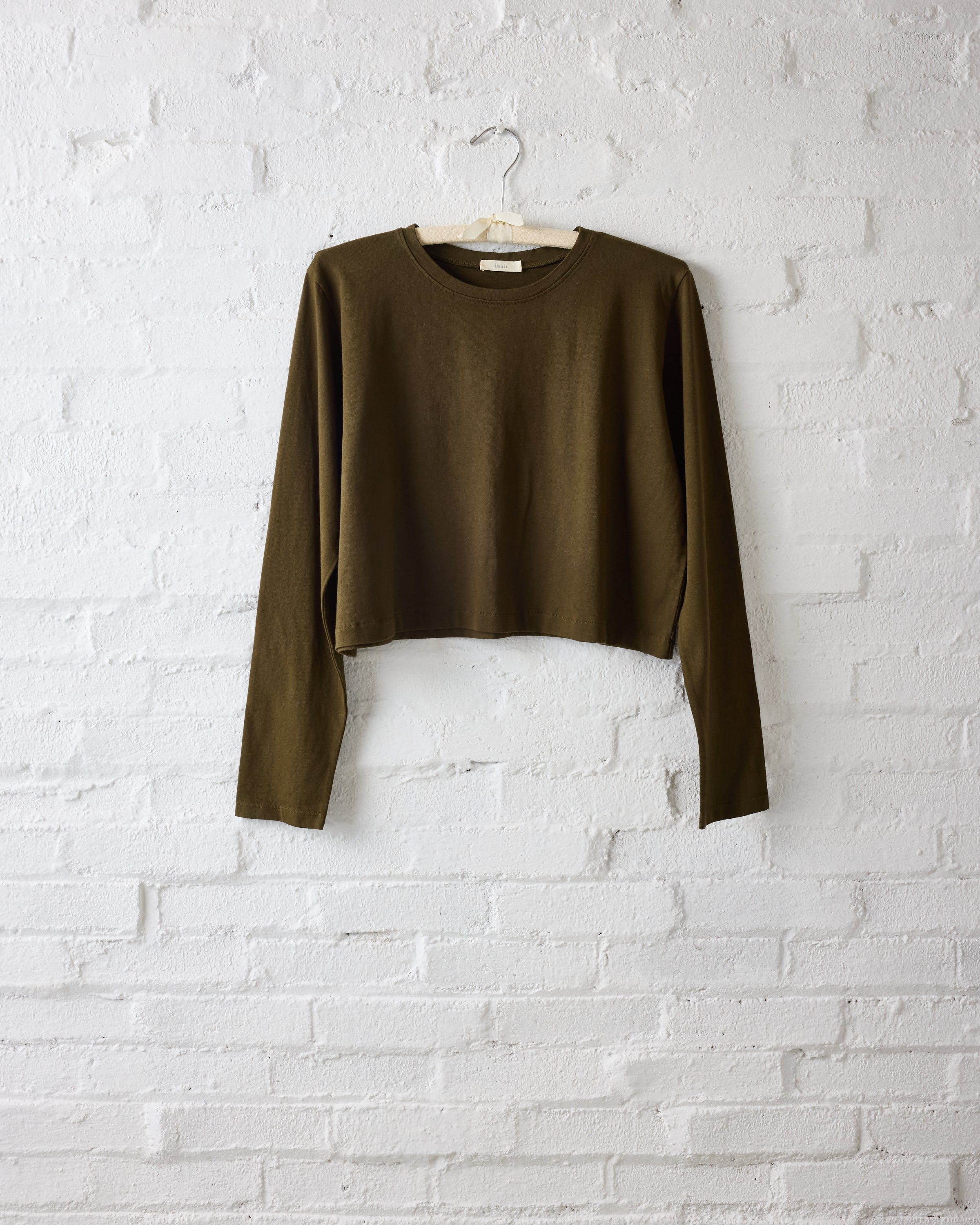 lisa b. Olive Crop LS Tee