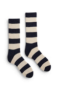 lisa b. wool cashmere men socks | rugby stripe crew in navy