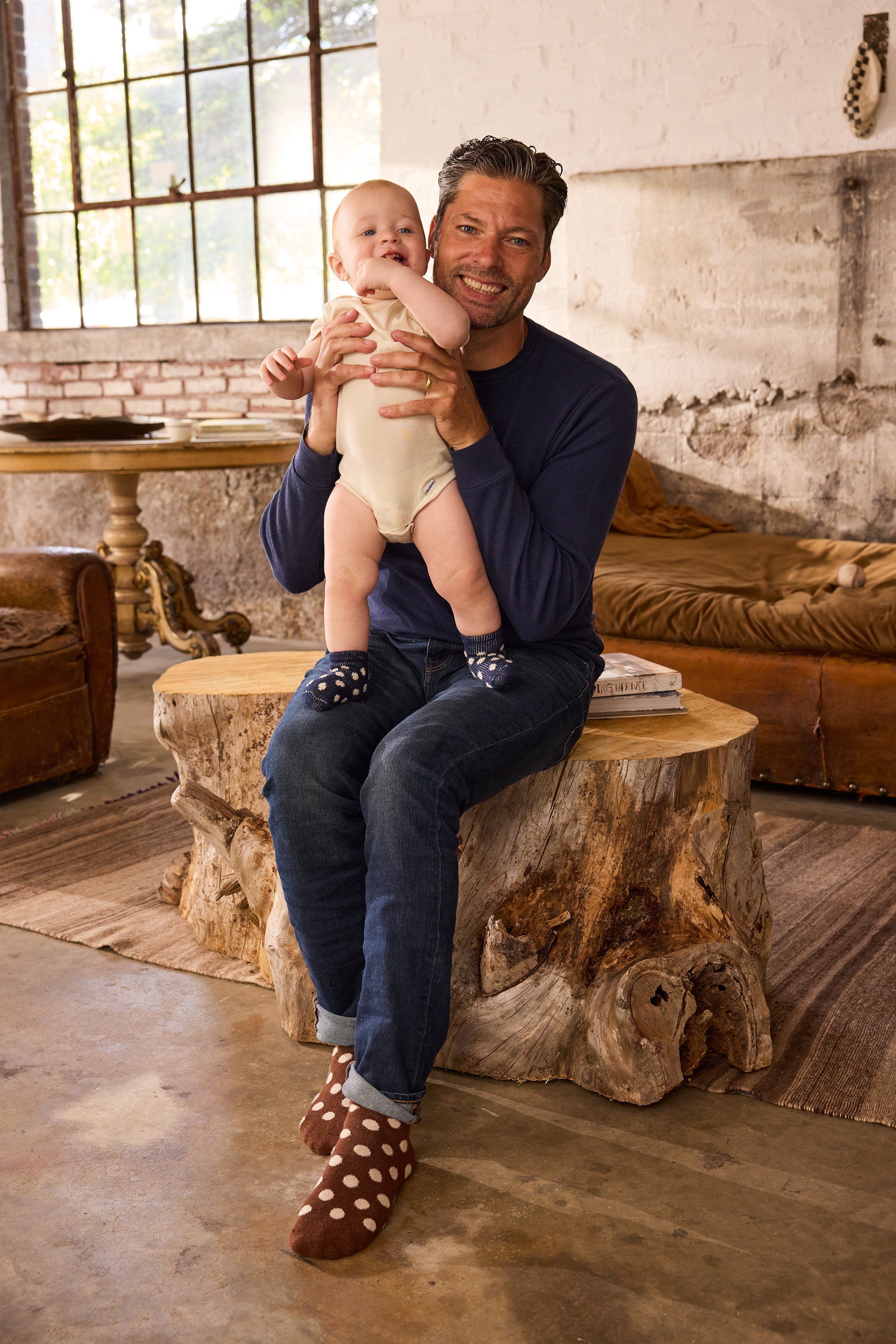 lisa b. wool cashmere baby socks | dot in navy, men's dot crew socks in acorn