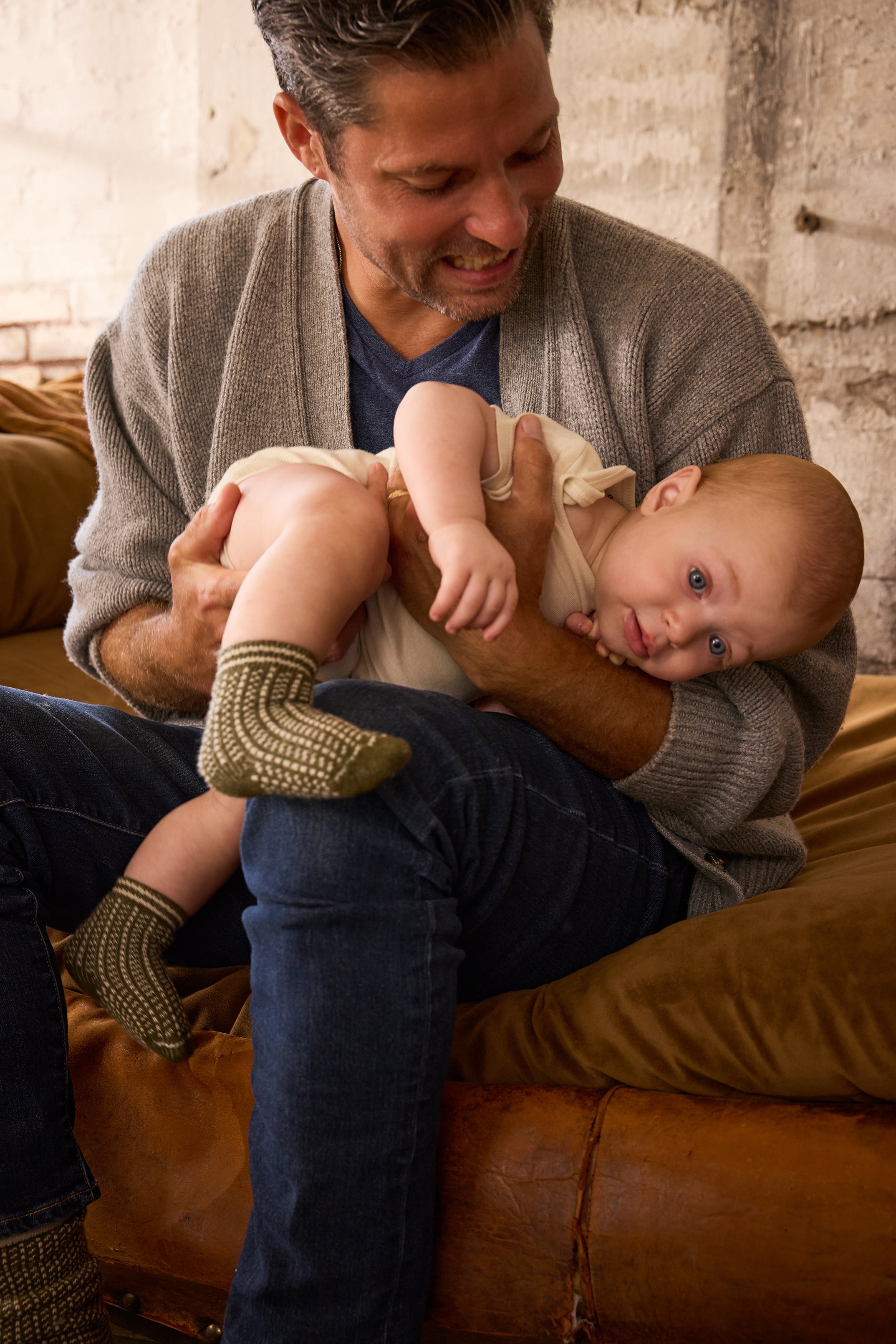 lisa b. wool cashmere baby socks | nordic birdseye in olive