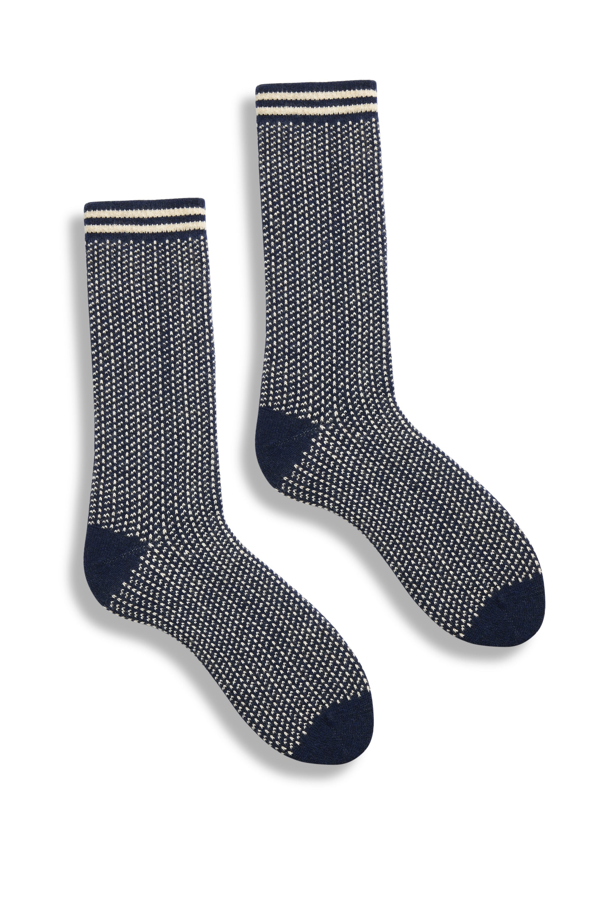 lisa b. wool cashmere women socks | nordic birdseye crew in navy