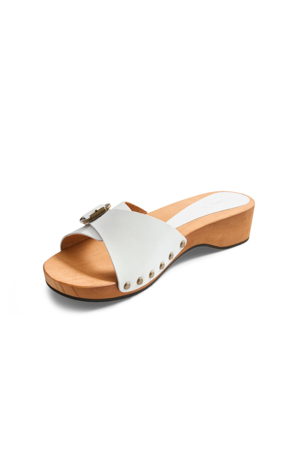 summer clogs in white leather