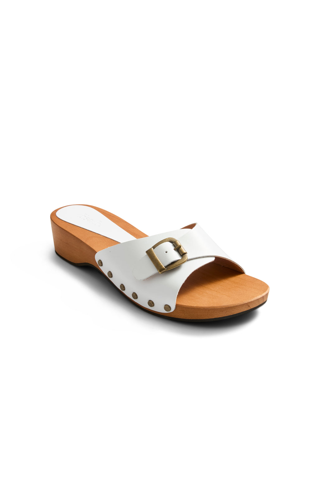 summer clogs in white leather