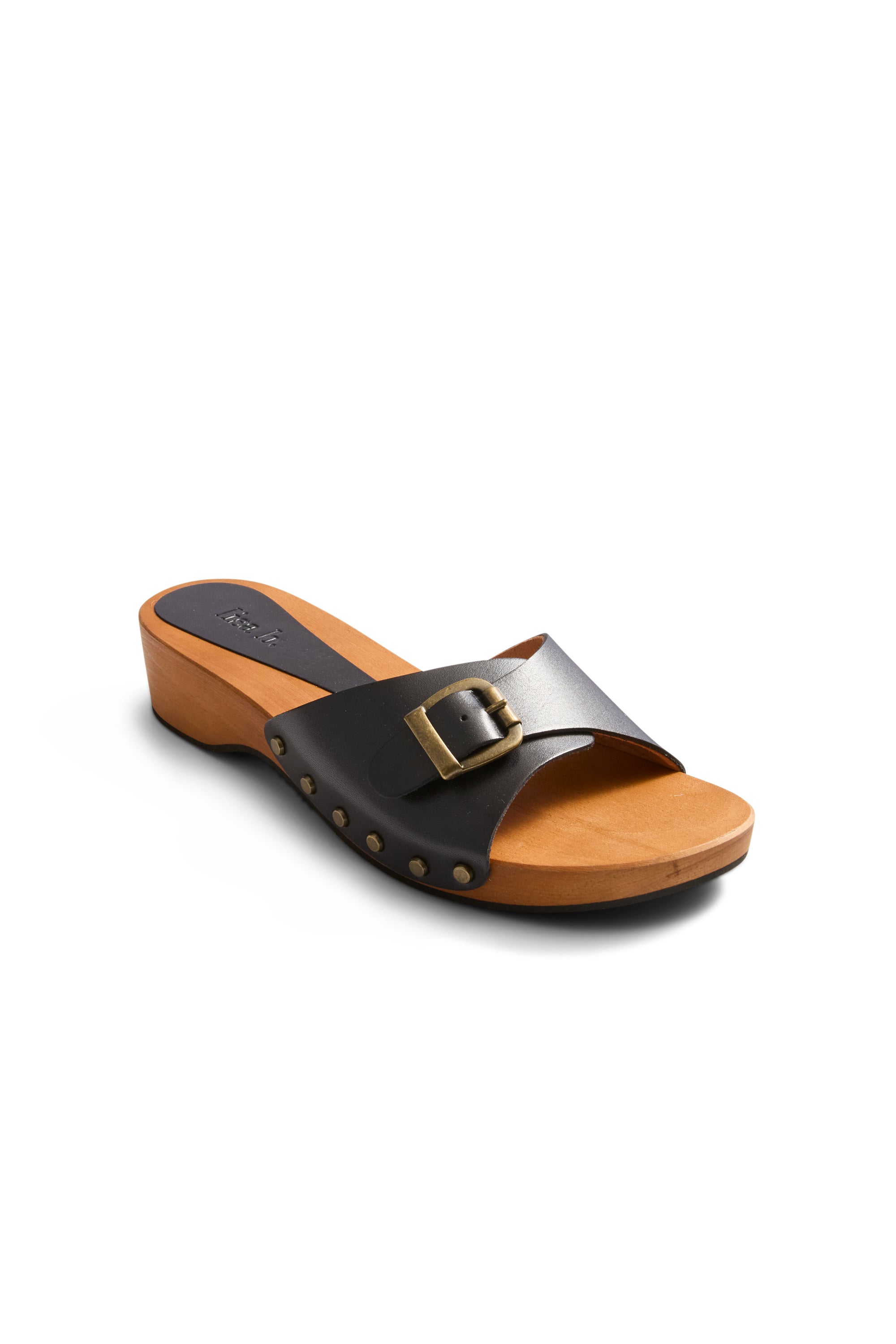 summer clogs in black leather