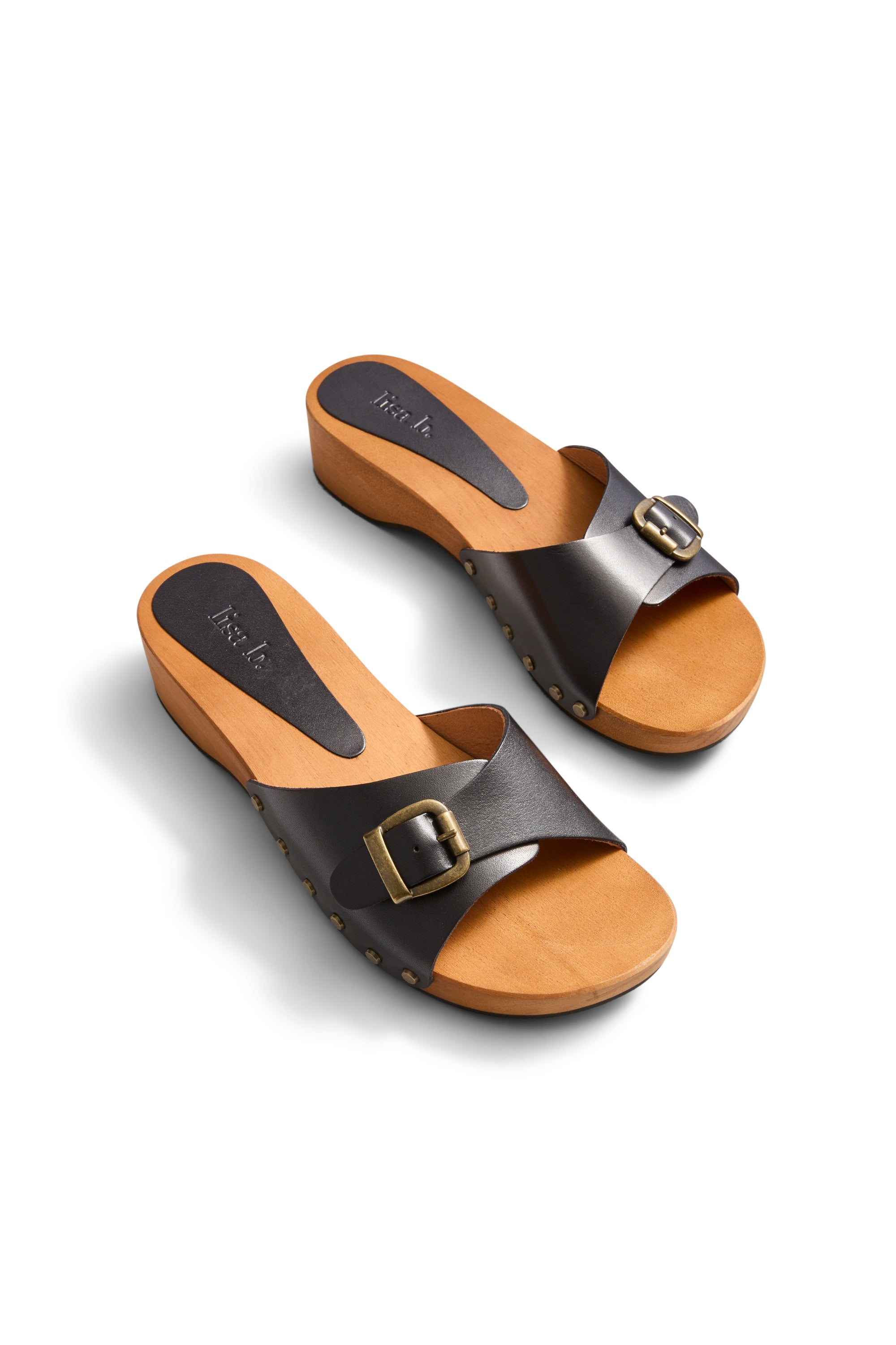 summer clogs in black leather