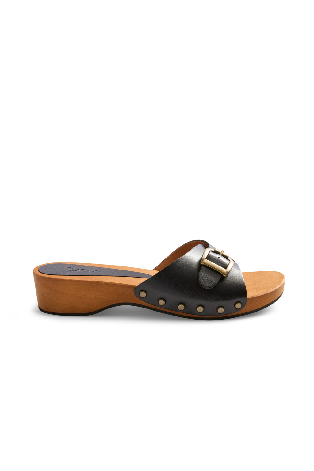 summer clogs in black leather