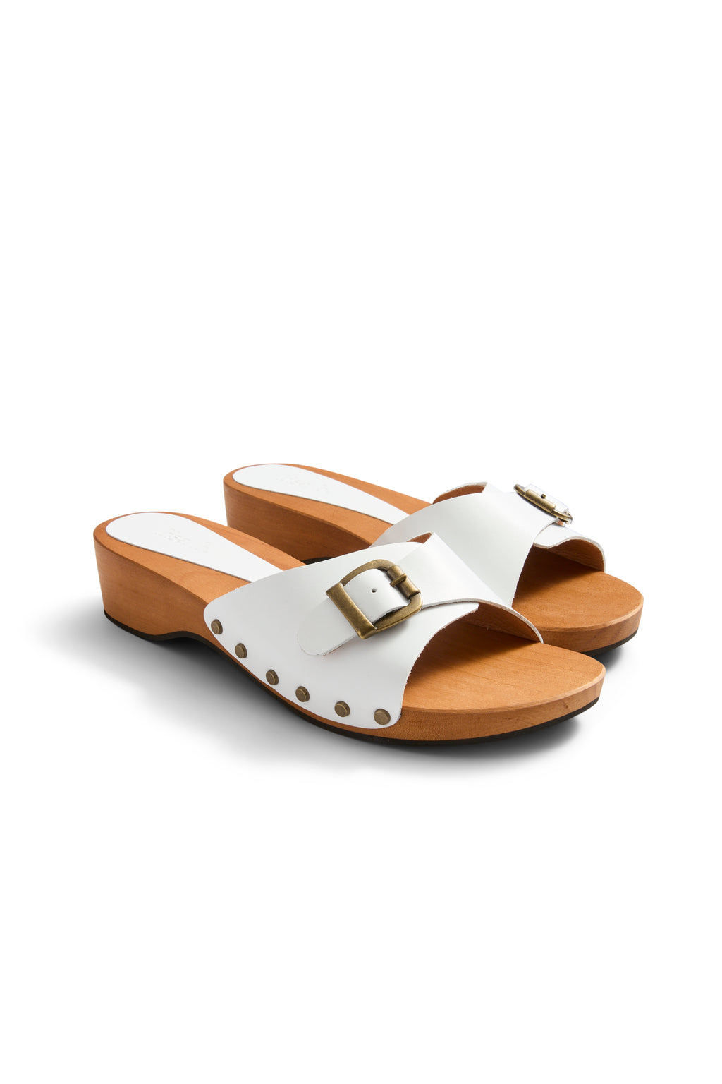 summer clogs in white leather