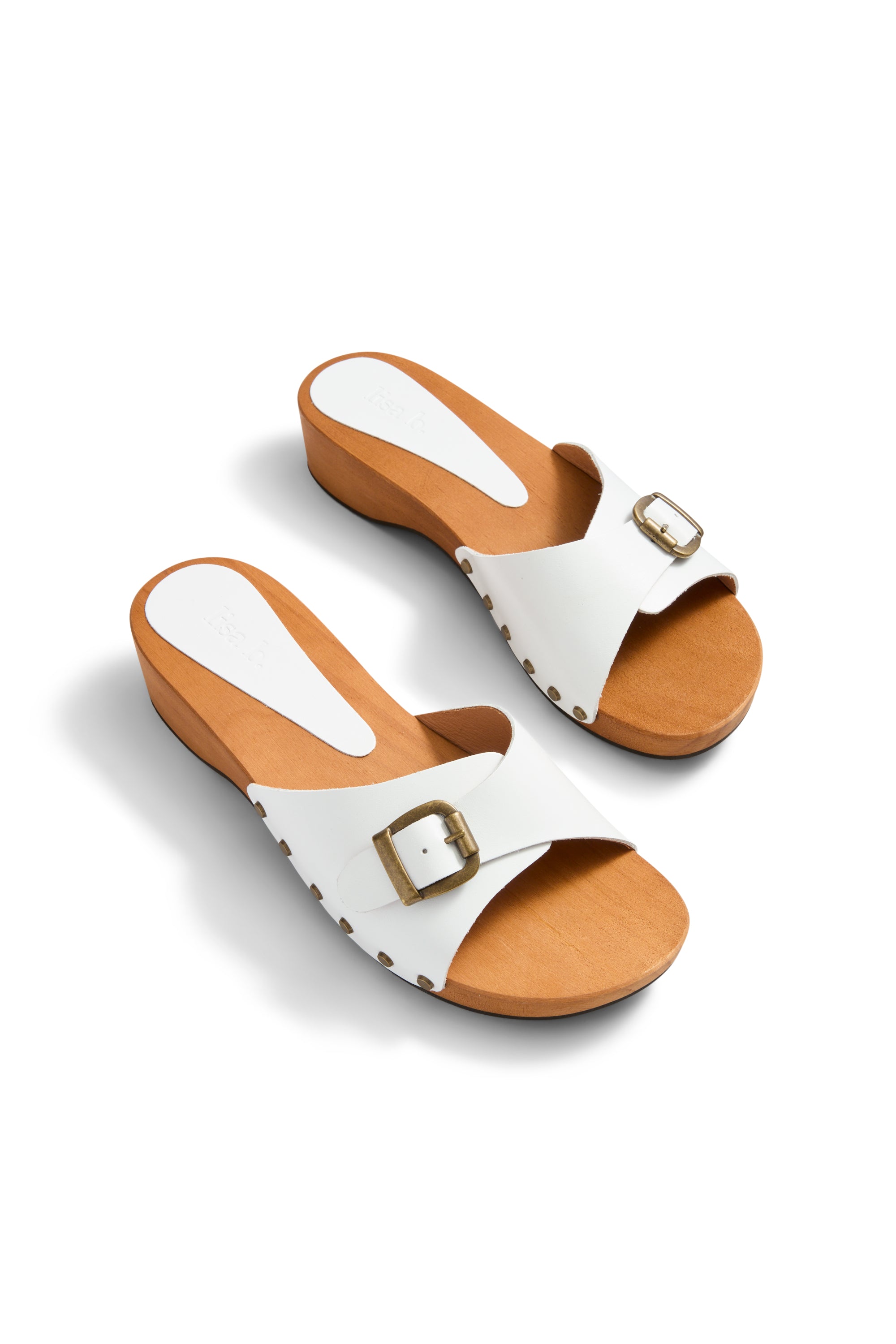 summer clogs in white leather