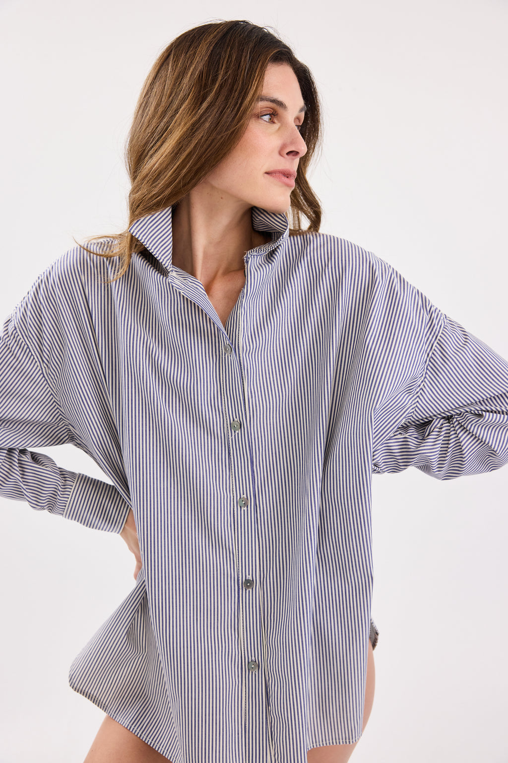 Proche Studio Button Down Pinstripe Shirt