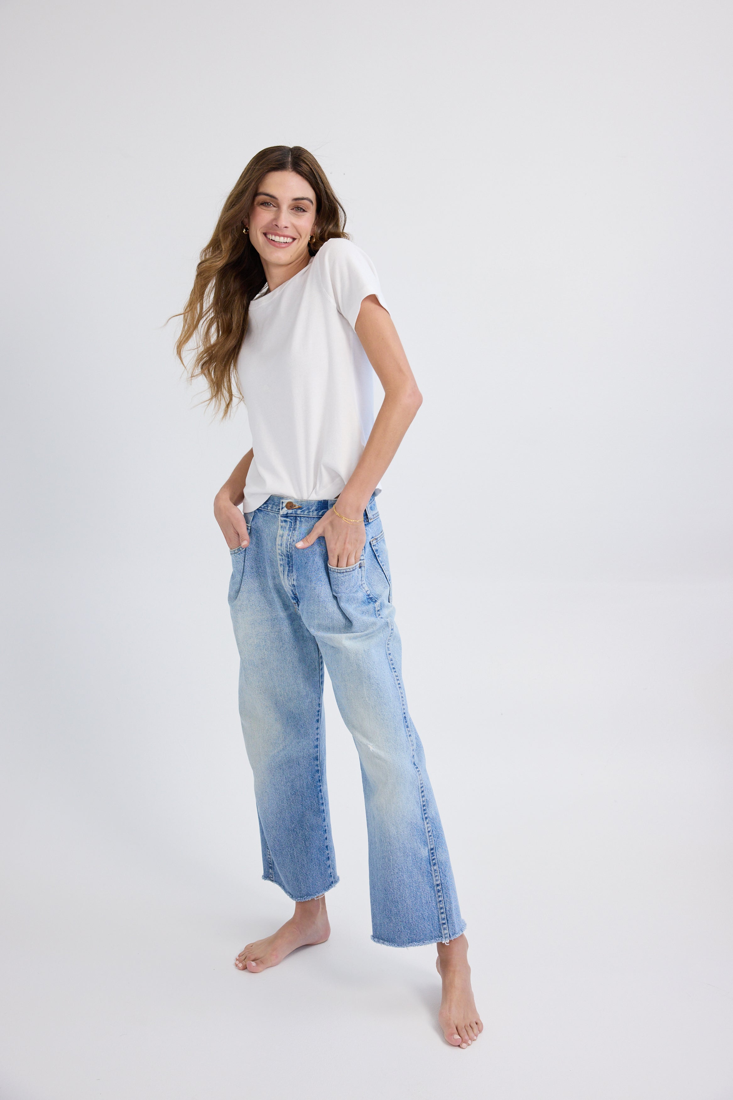 Upcycled Pleat Front Denim
