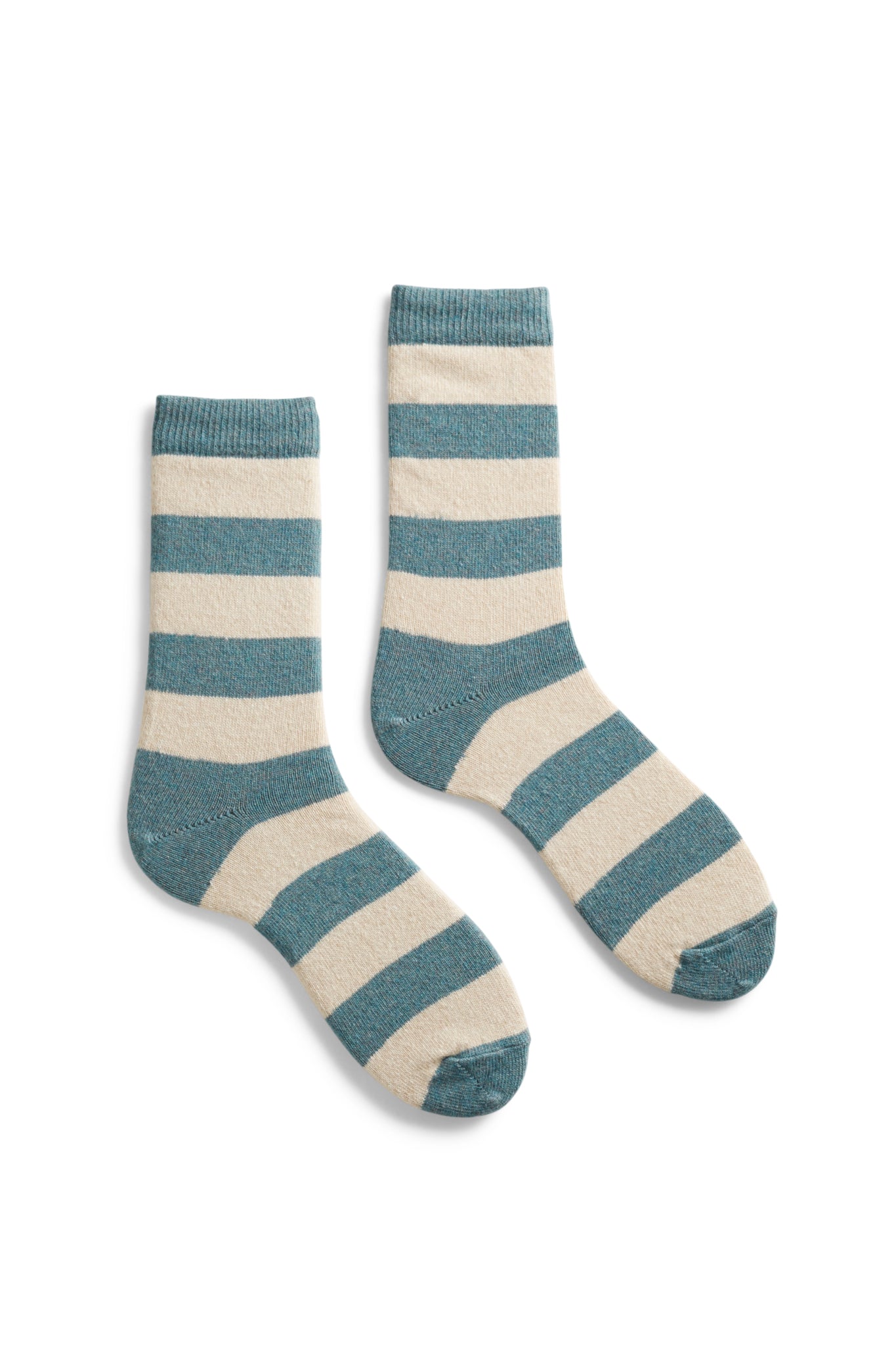 lisa b. wool cashmere women socks | rugby stripe crew in mineral
