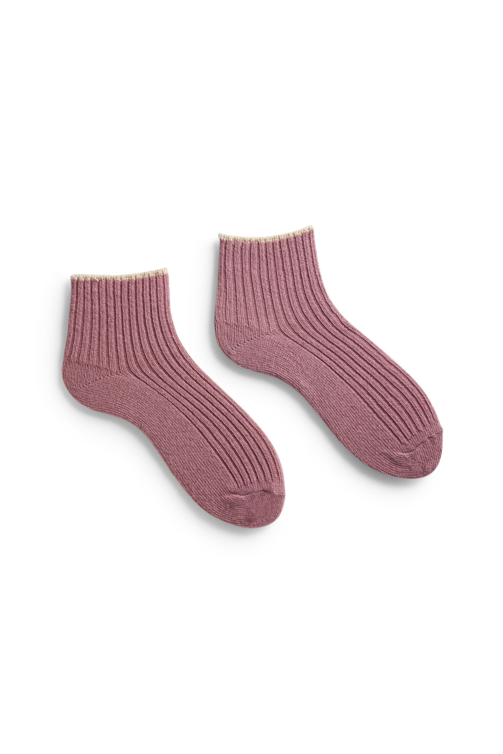 lisa b. wool cashmere women socks | tipped rib shortie in rosewood