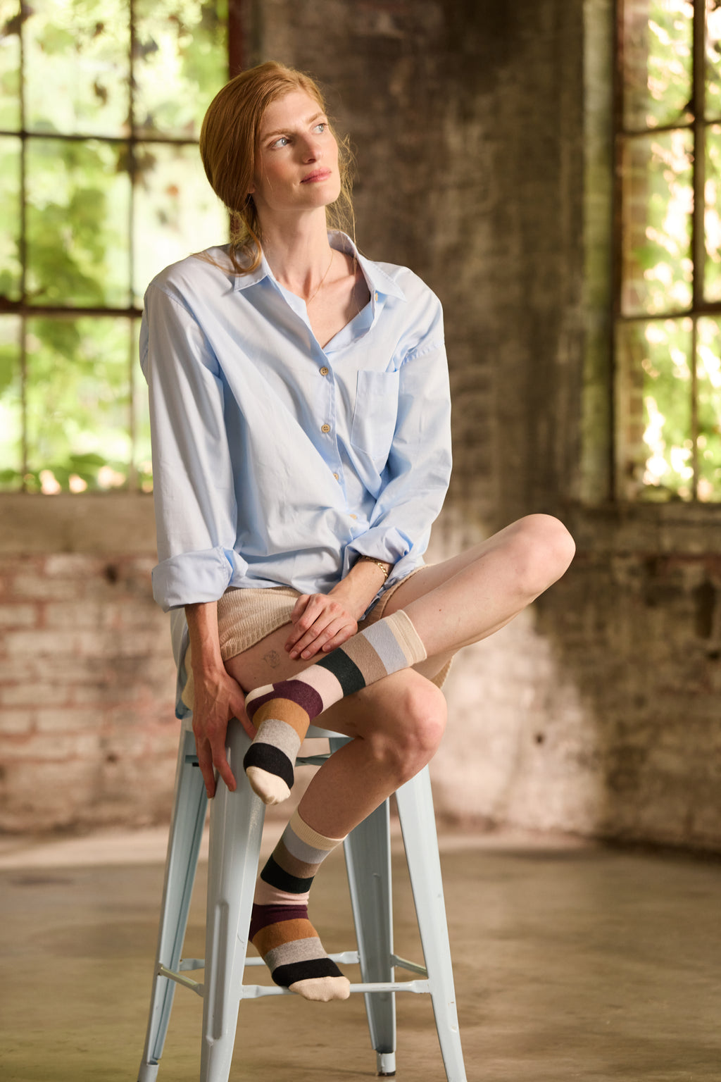 cotton women socks | multi stripe crew