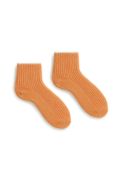 lisa b. wool cashmere women socks | tipped rib shortie in squash