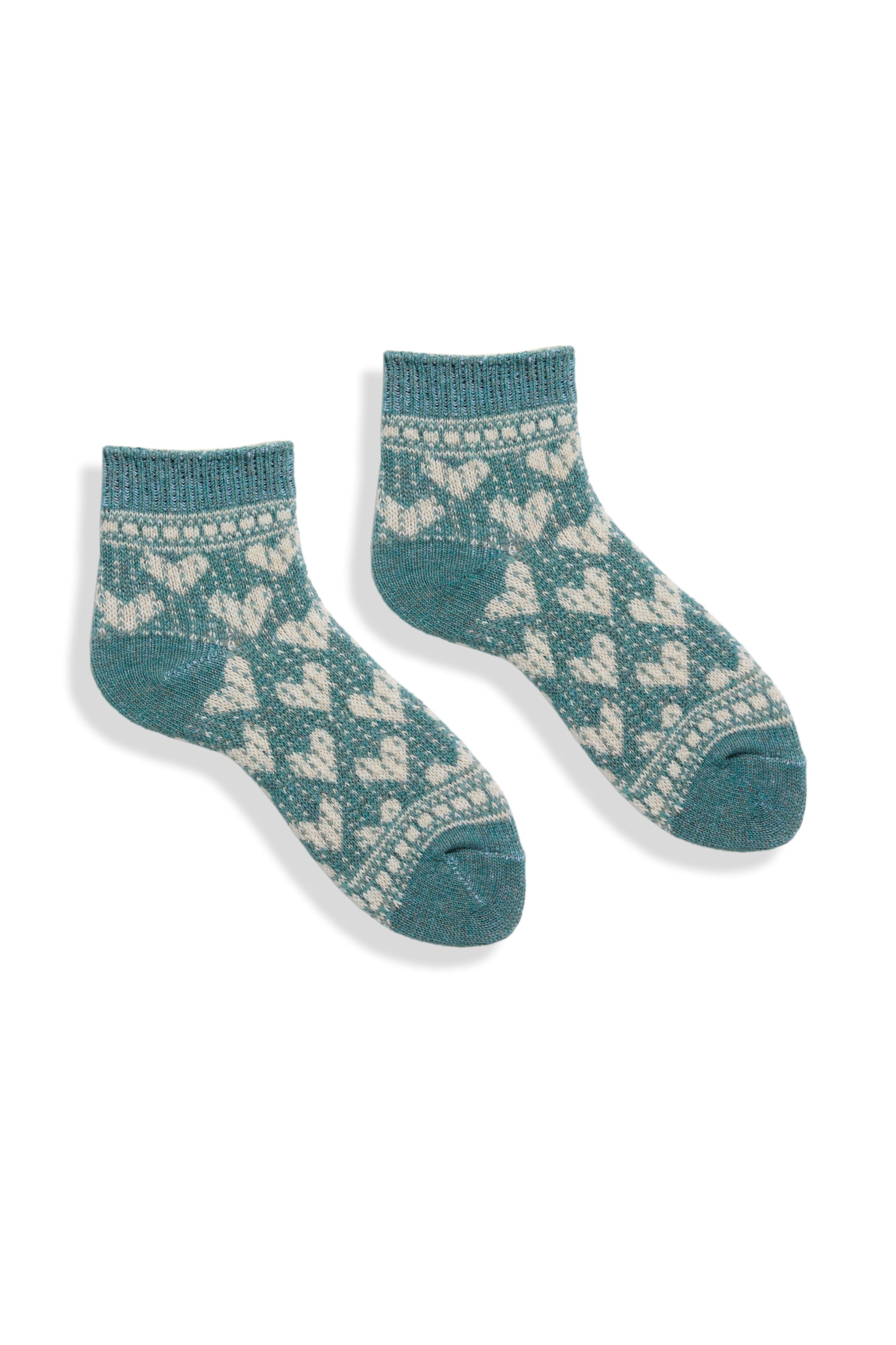 lisa b. wool cashmere women socks | hearts quarter-crew in mineral