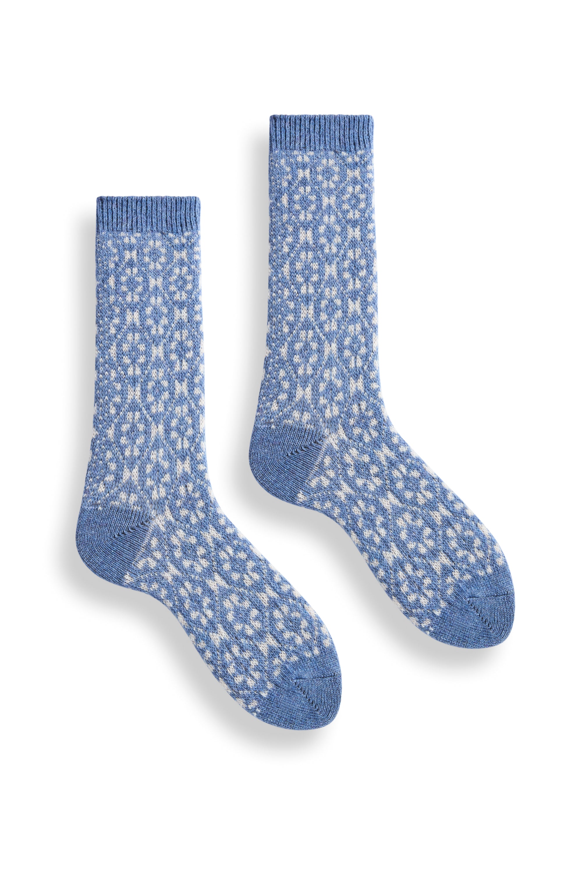 lisa b. wool cashmere women socks | aster flower crew in chambray