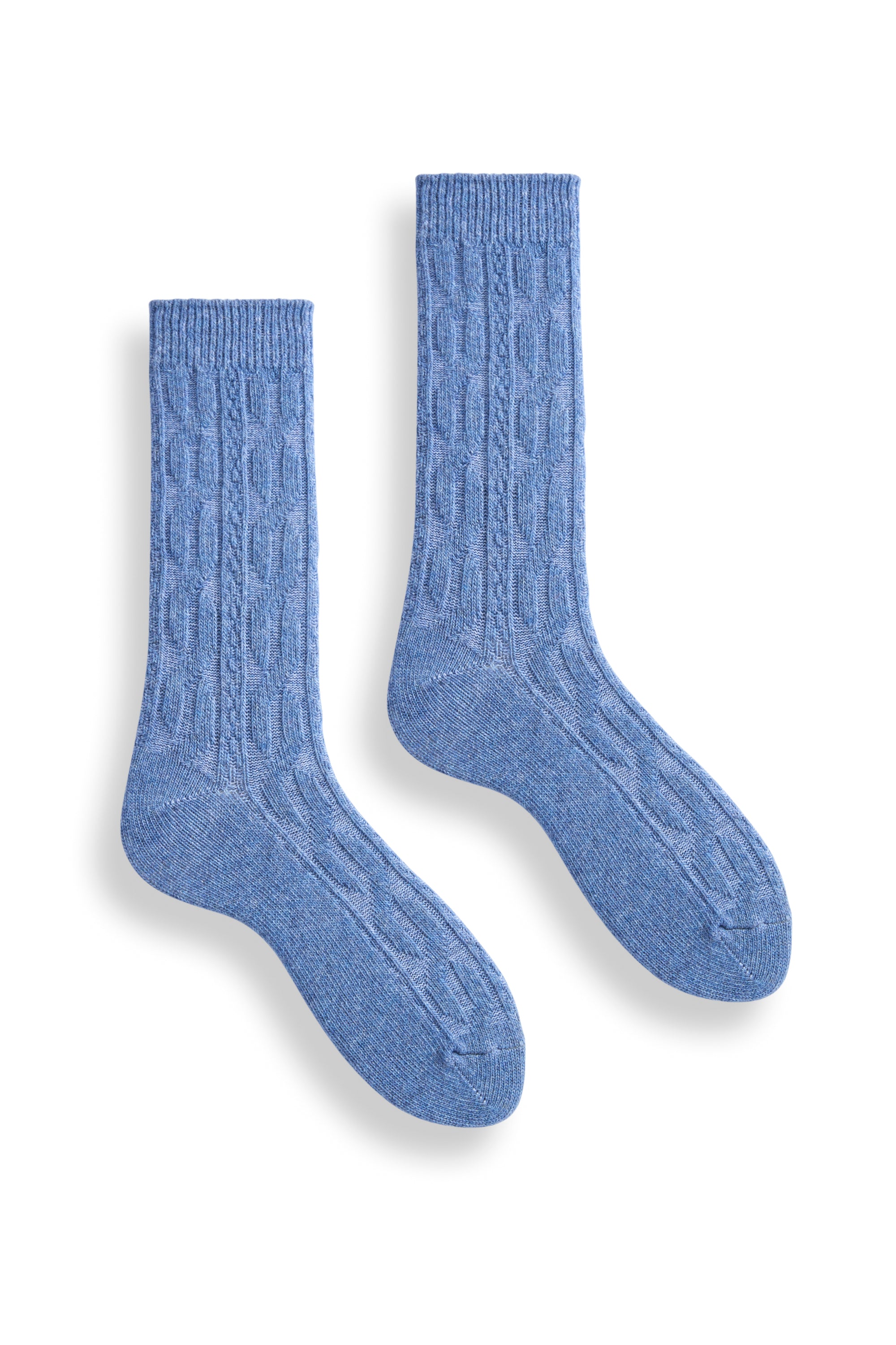 lisa b. wool cashmere women socks | chunky cable crew in chambray