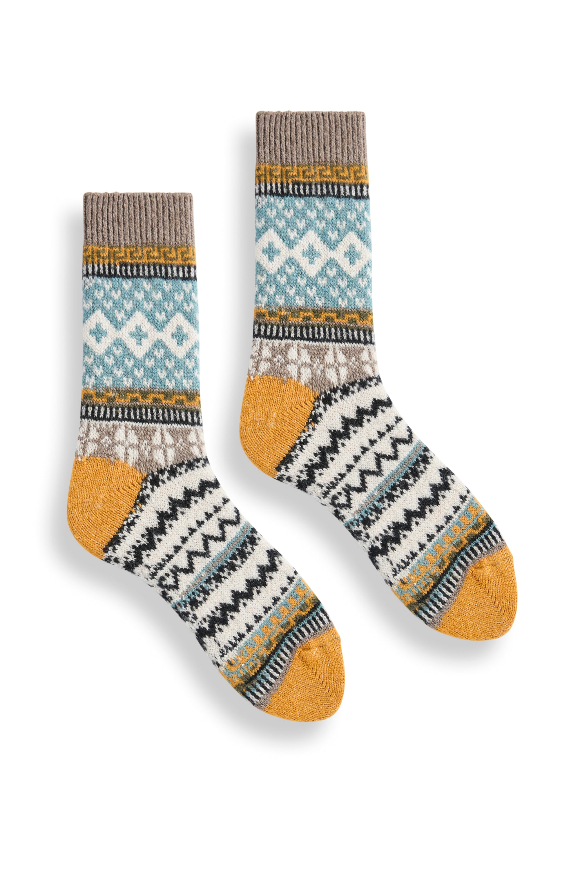 lisa b. wool cashmere women socks | fairisle crew in squash