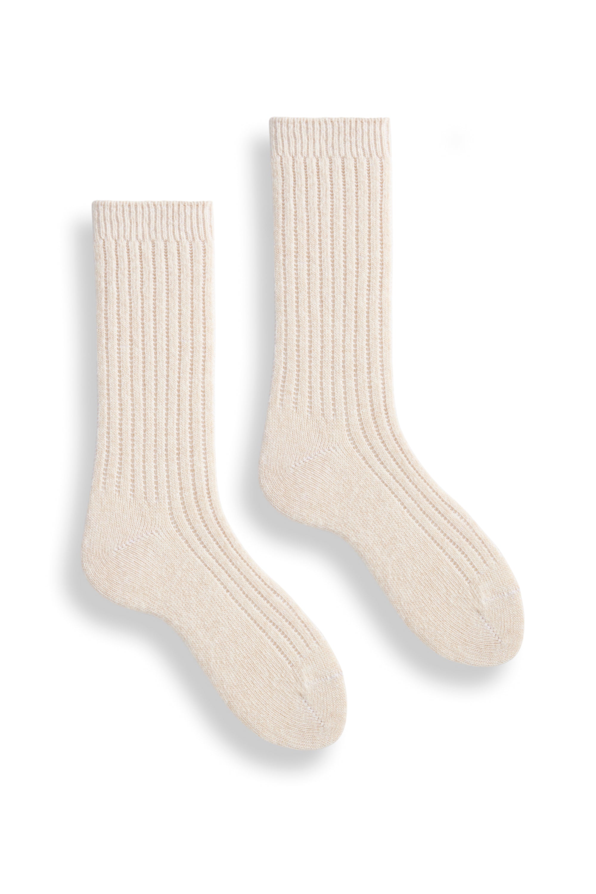 lisa b. wool cashmere women socks | solid rib crew in créme