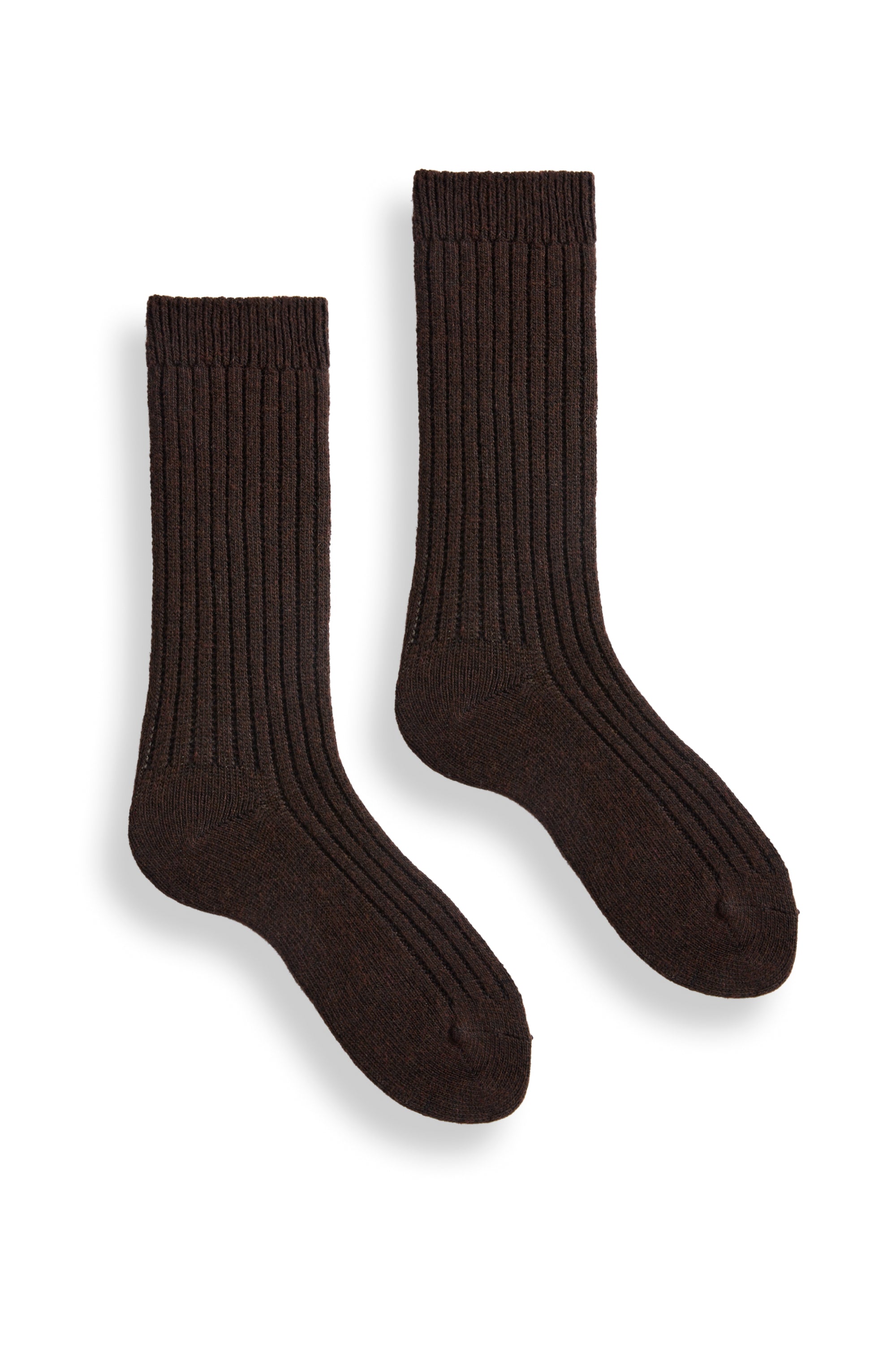lisa b. wool cashmere women socks | solid rib crew in dark brown