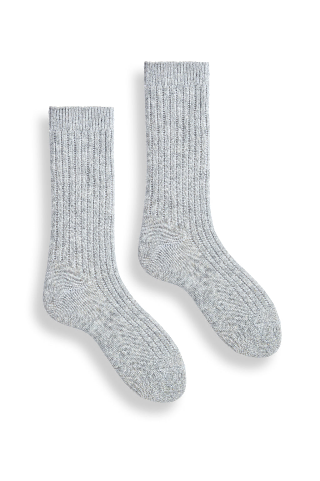 lisa b. wool cashmere women socks | solid rib crew in lt grey heather